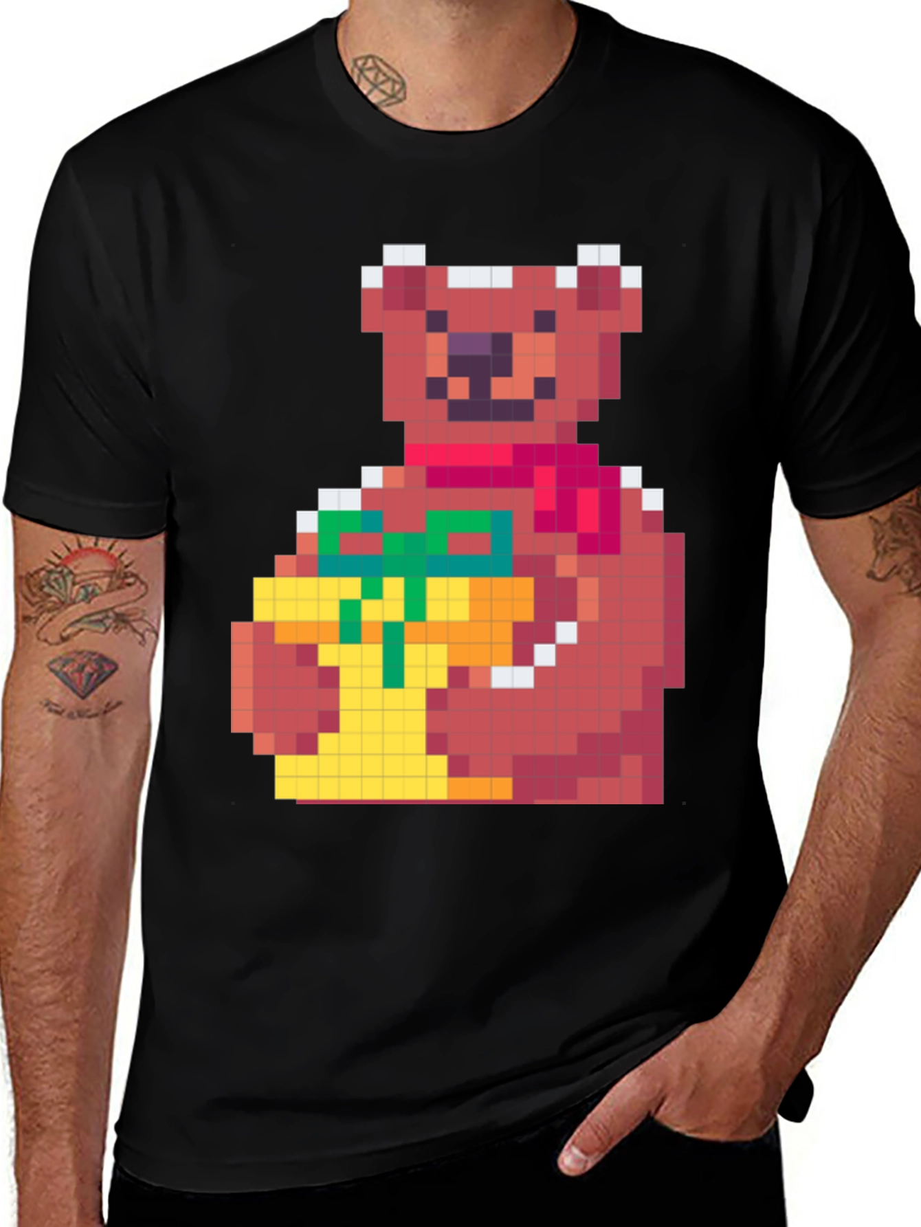 Variant 13 of Pixelated Bear with Gift T-Shirt
