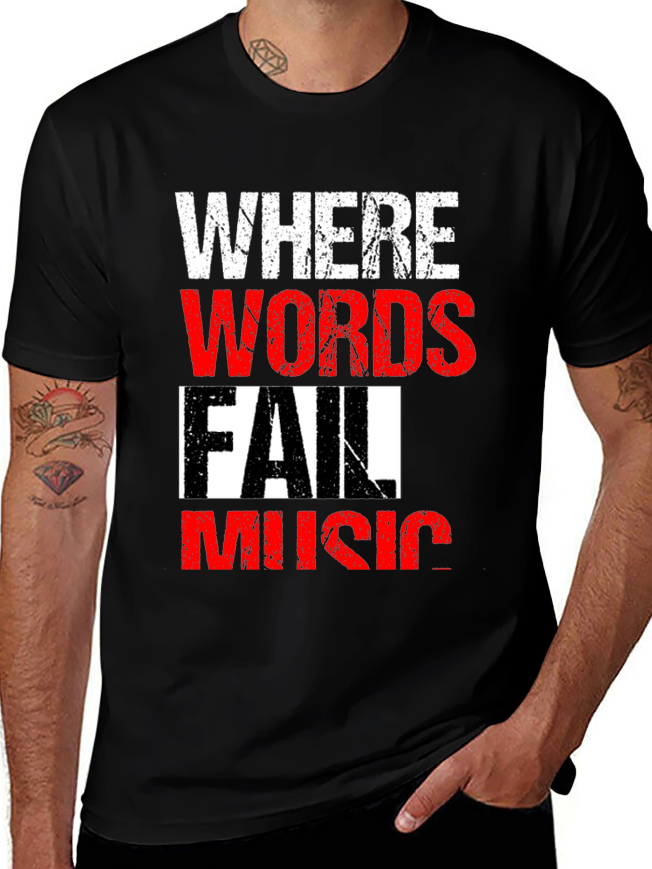 Variant 16 of Where Words Fail Music Men's Black T-Shirt