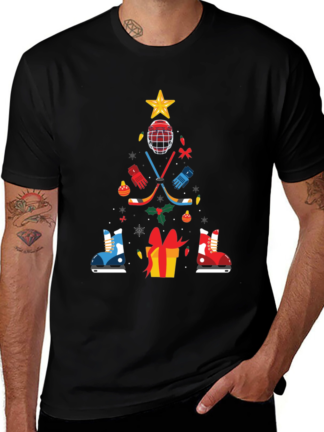 Variant 30 of Hockey Christmas Tree T-Shirt