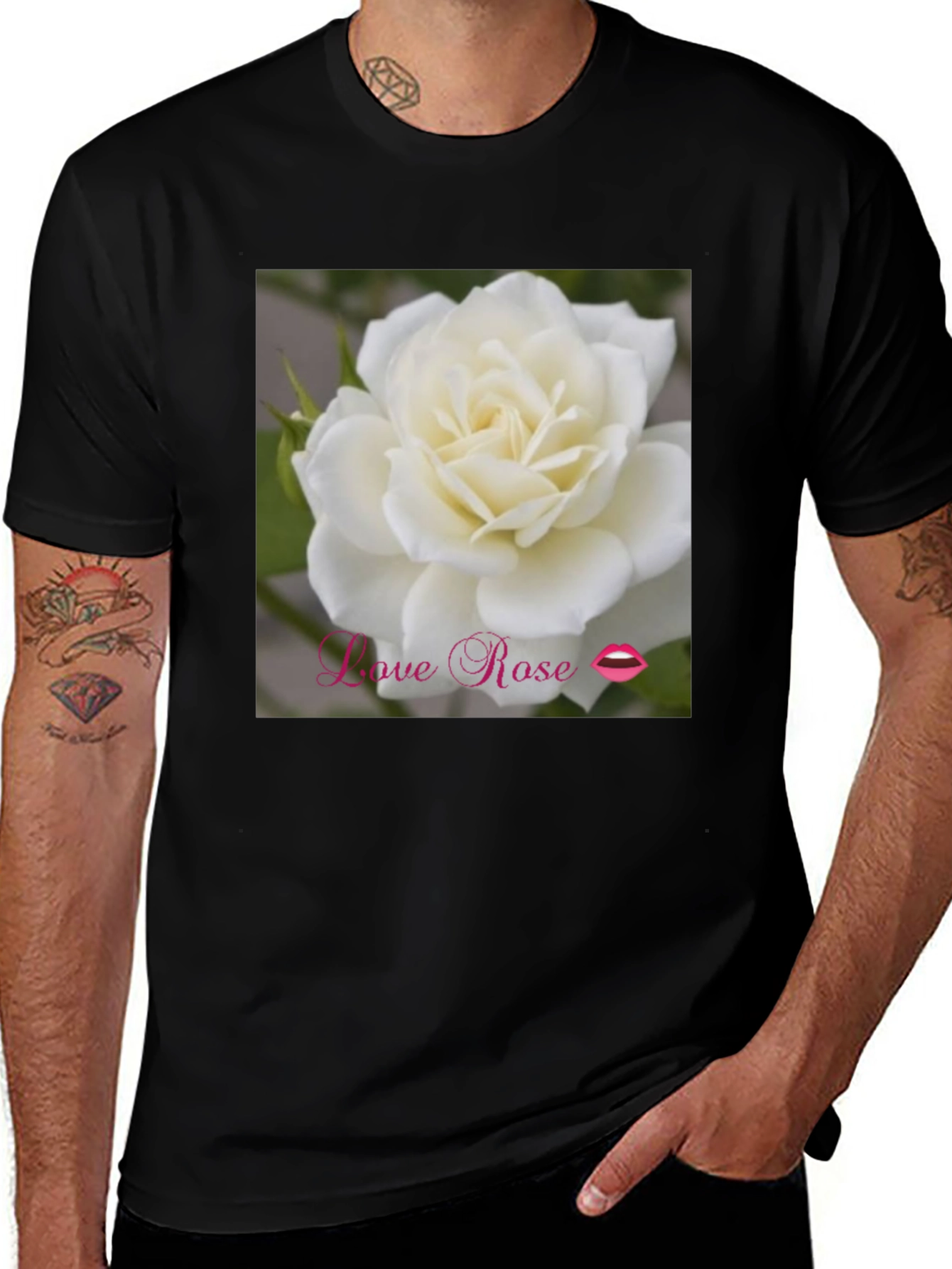 Variant 3 of Love Rose Graphic T-Shirt - Black