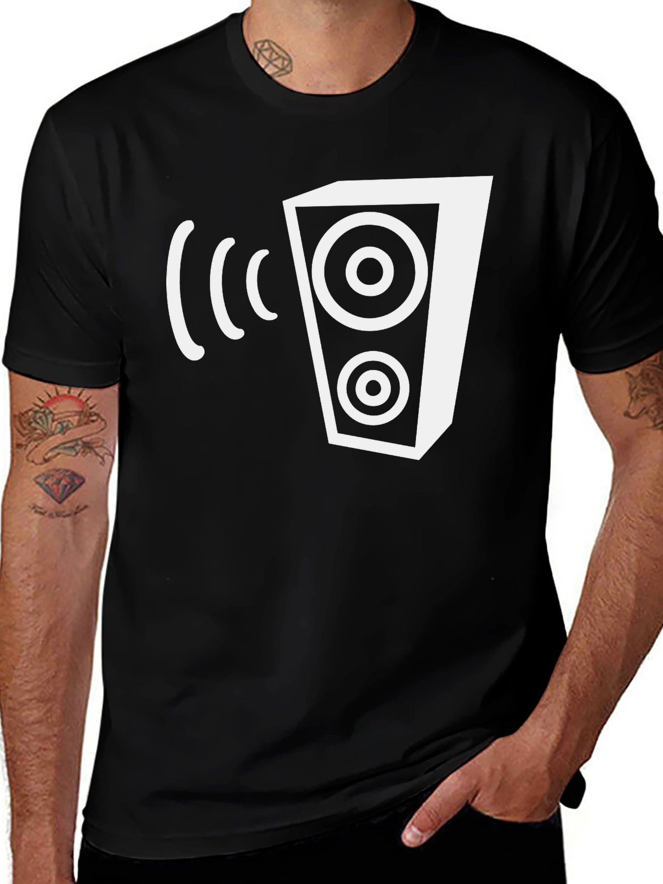 Speaker Graphic Tee - Black Cotton Blend
