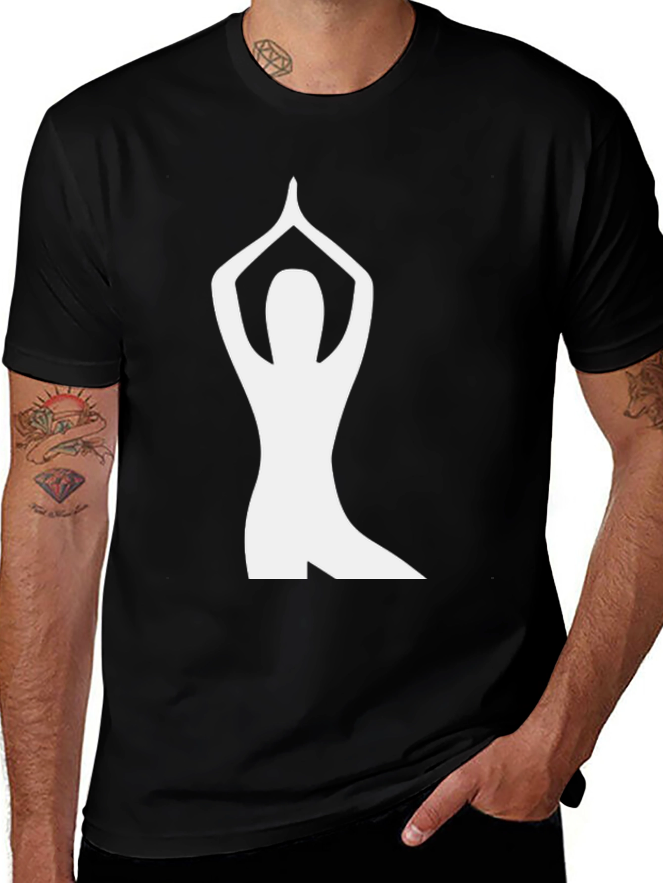 Variant 22 of Yoga Pose Graphic Tee - Black Cotton Shirt