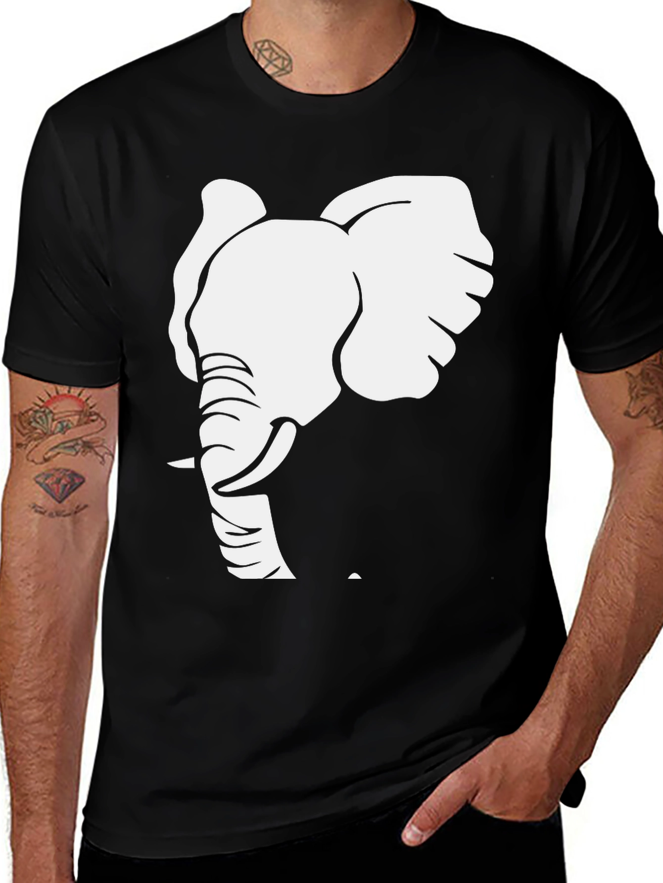 Variant 22 of Elephant Graphic Tee - Black Cotton T-Shirt