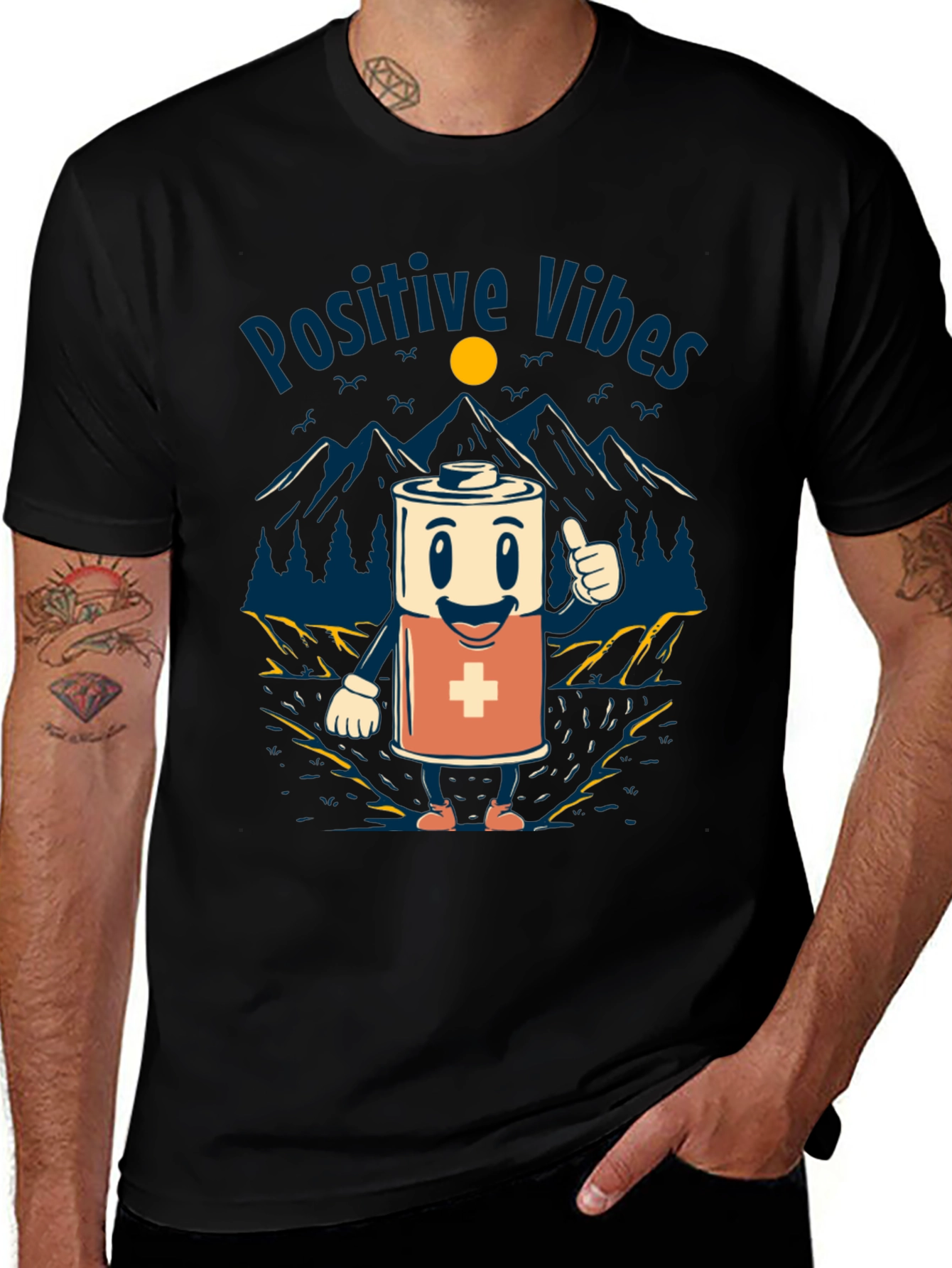 Variant 29 of Positive Vibes Battery Graphic Tee