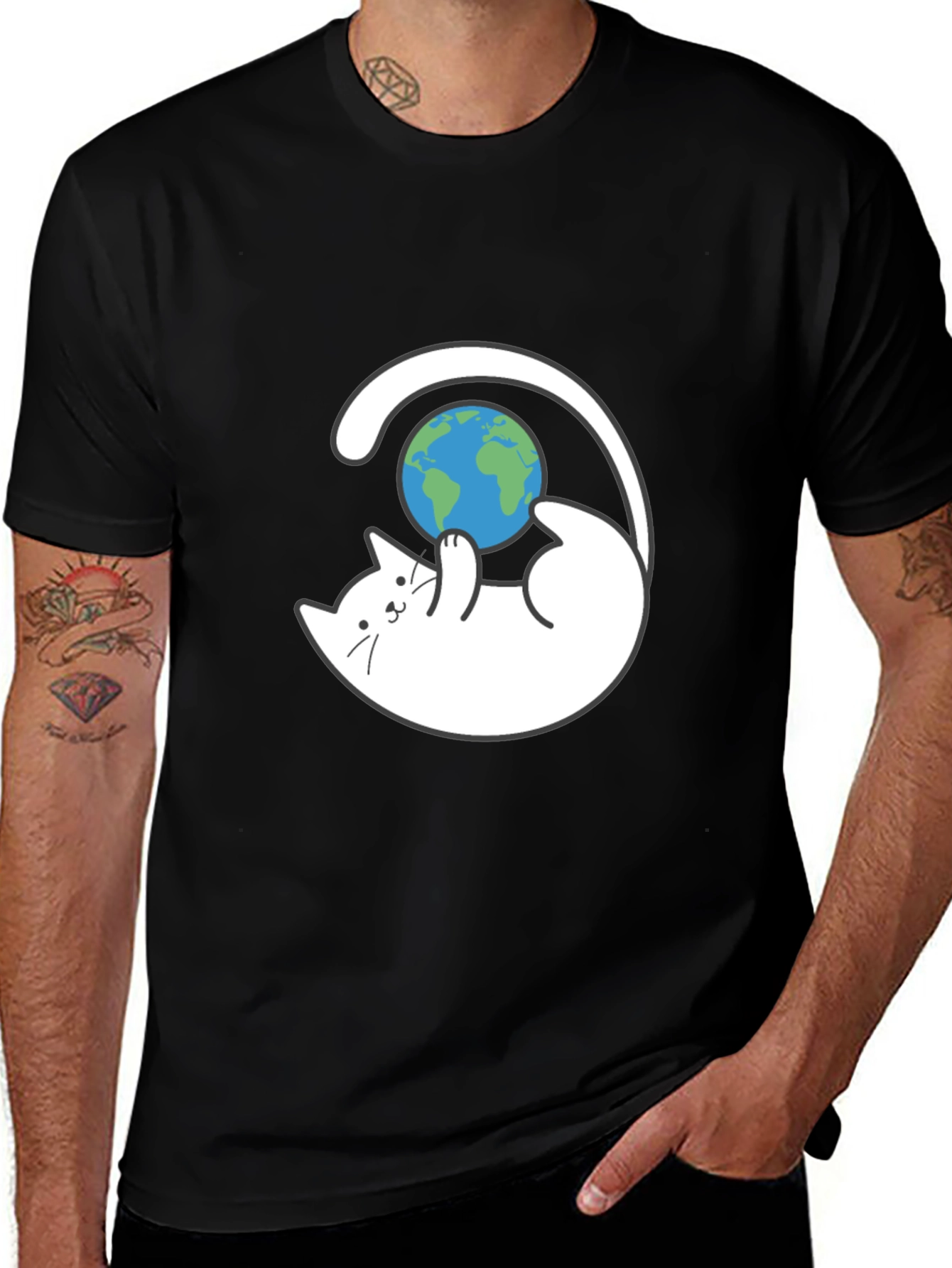 Variant 25 of Cat Playing With Earth T-Shirt