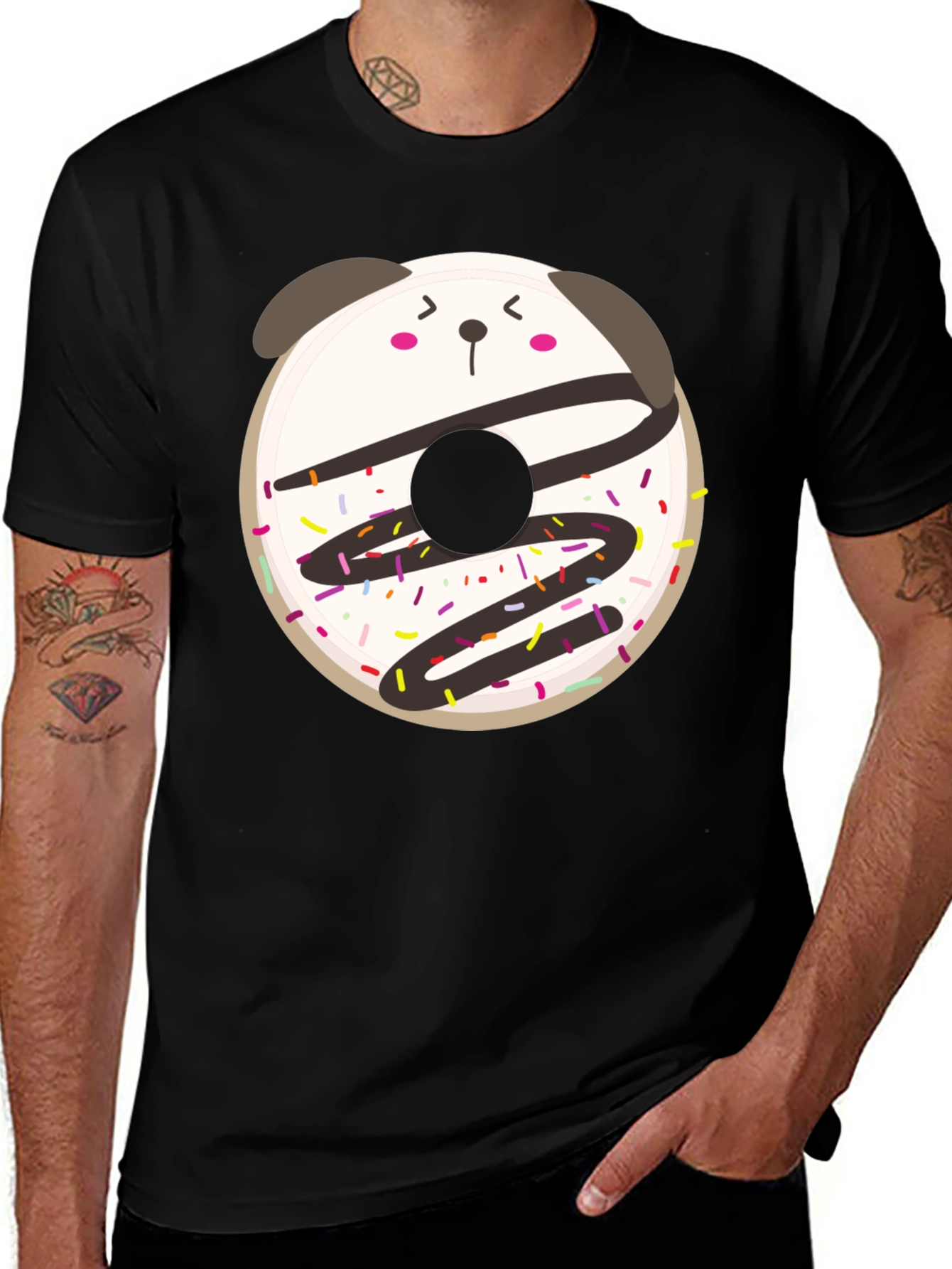 Variant 29 of Cute Kawaii Donut Panda Graphic Tee