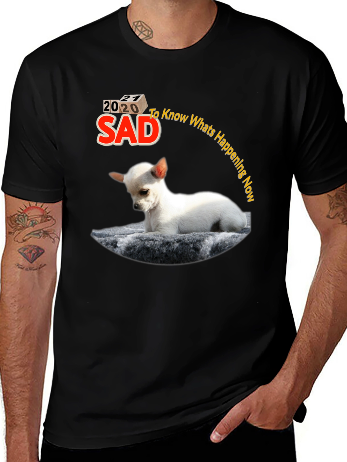Variant 25 of Sad 2020-2021 Dog Graphic Tee - Men's Black T-Shirt