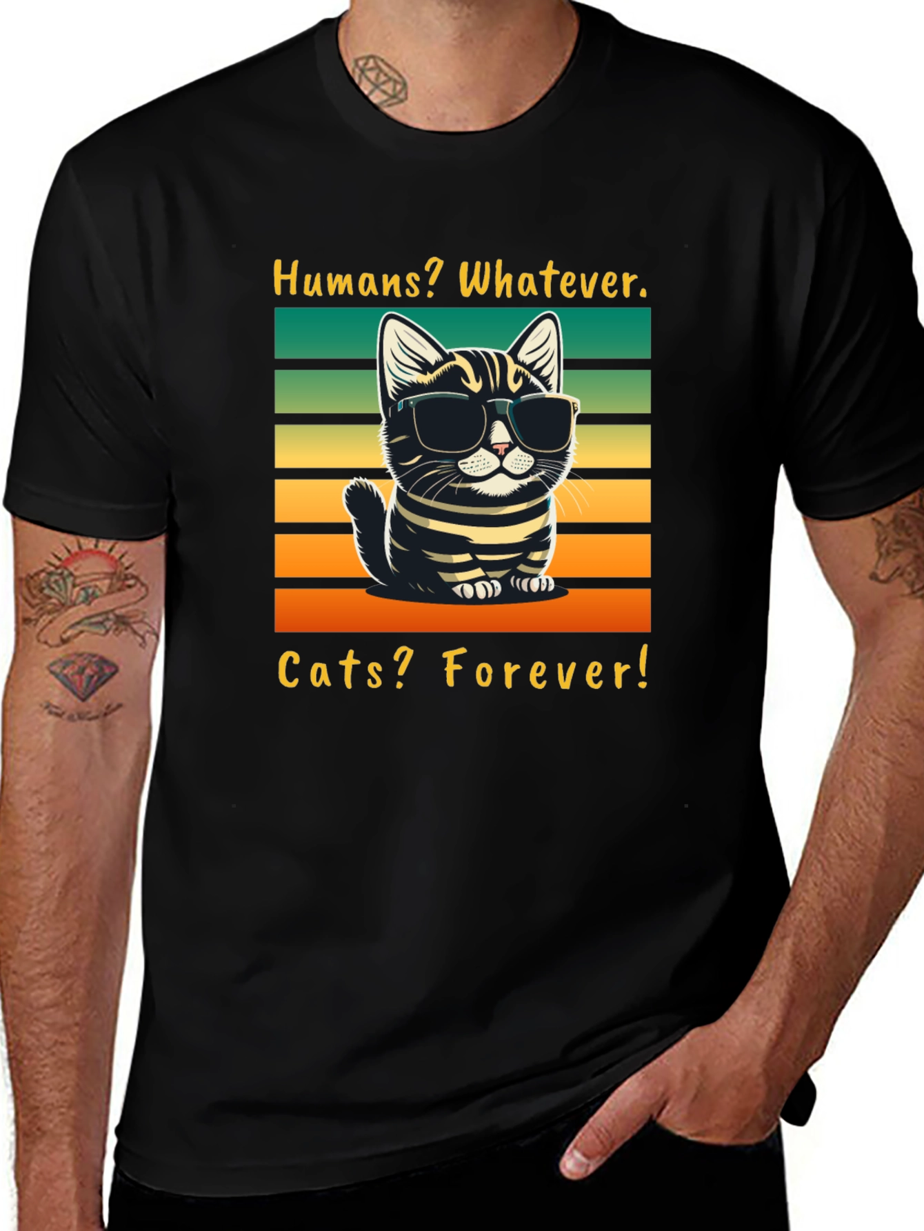 Black Humans Whatever Cats Forever T-Shirt main image