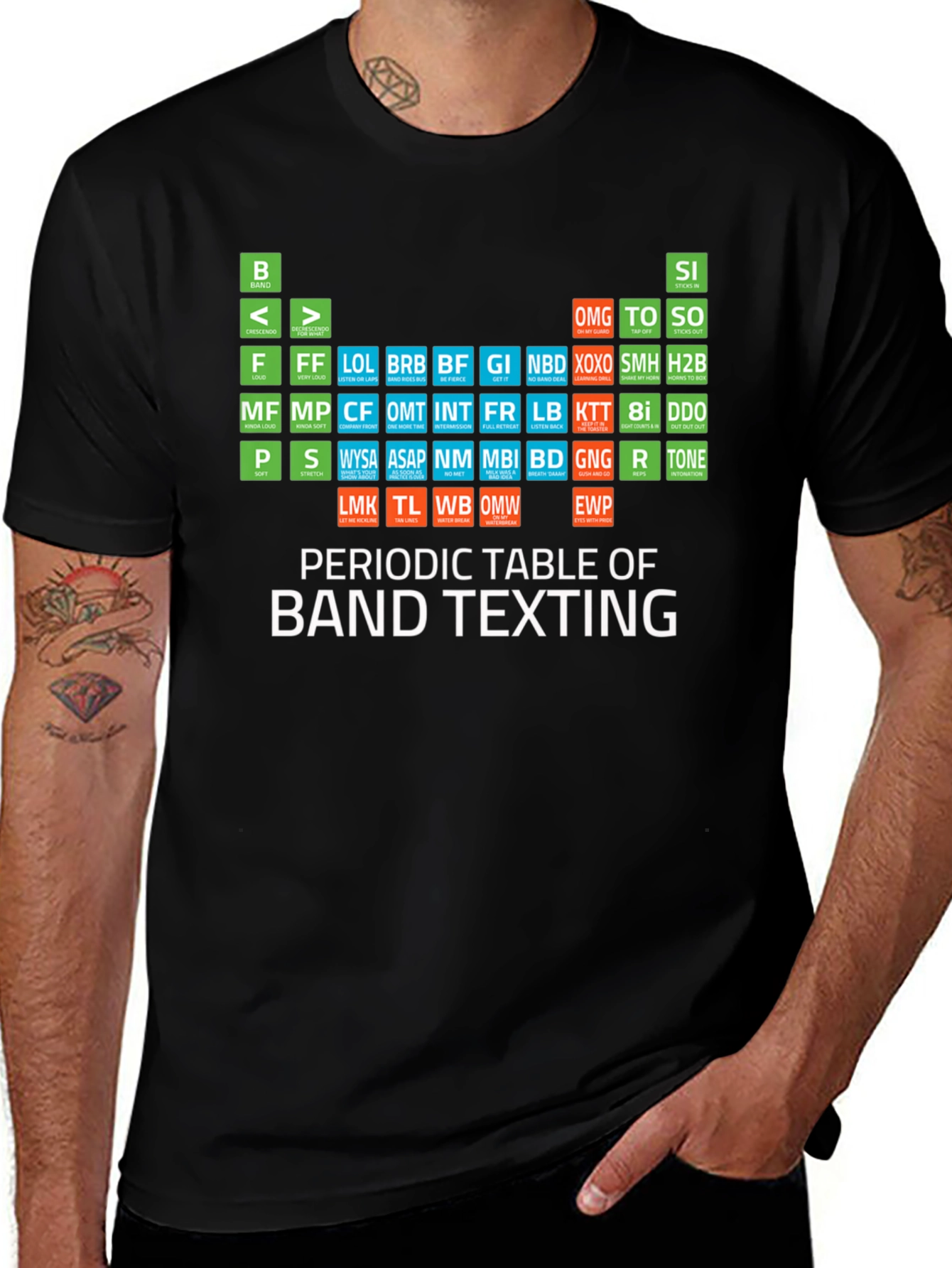 Variant 19 of Periodic Table Band Texting T-Shirt