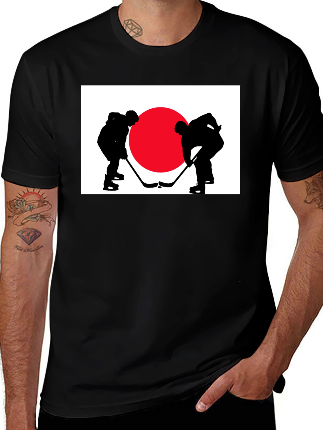 Variant 13 of Hockey Japan Flag T-Shirt - Black