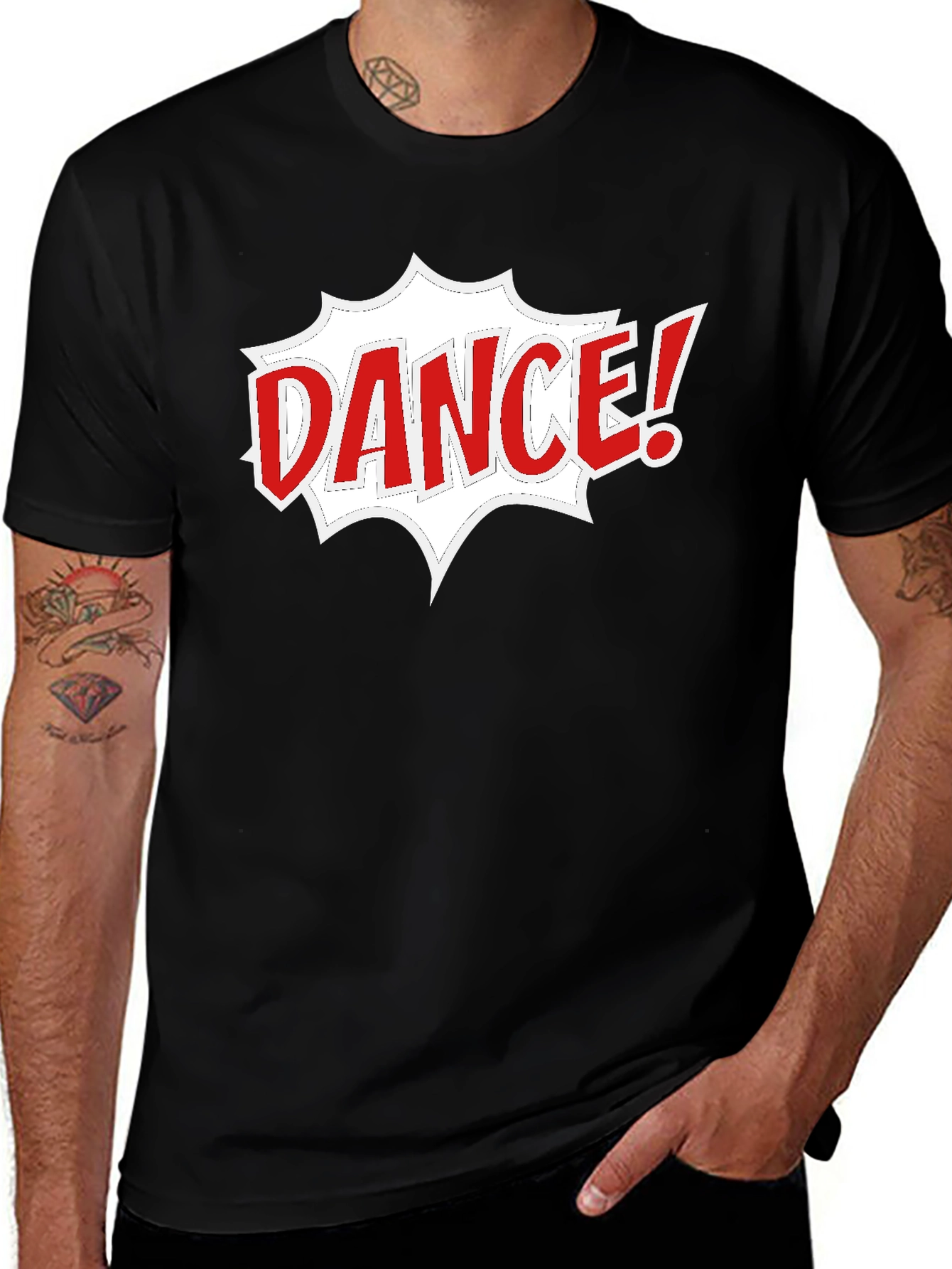 Variant 17 of Dance Graphic Tee - Black Cotton Short Sleeve T-Shirt