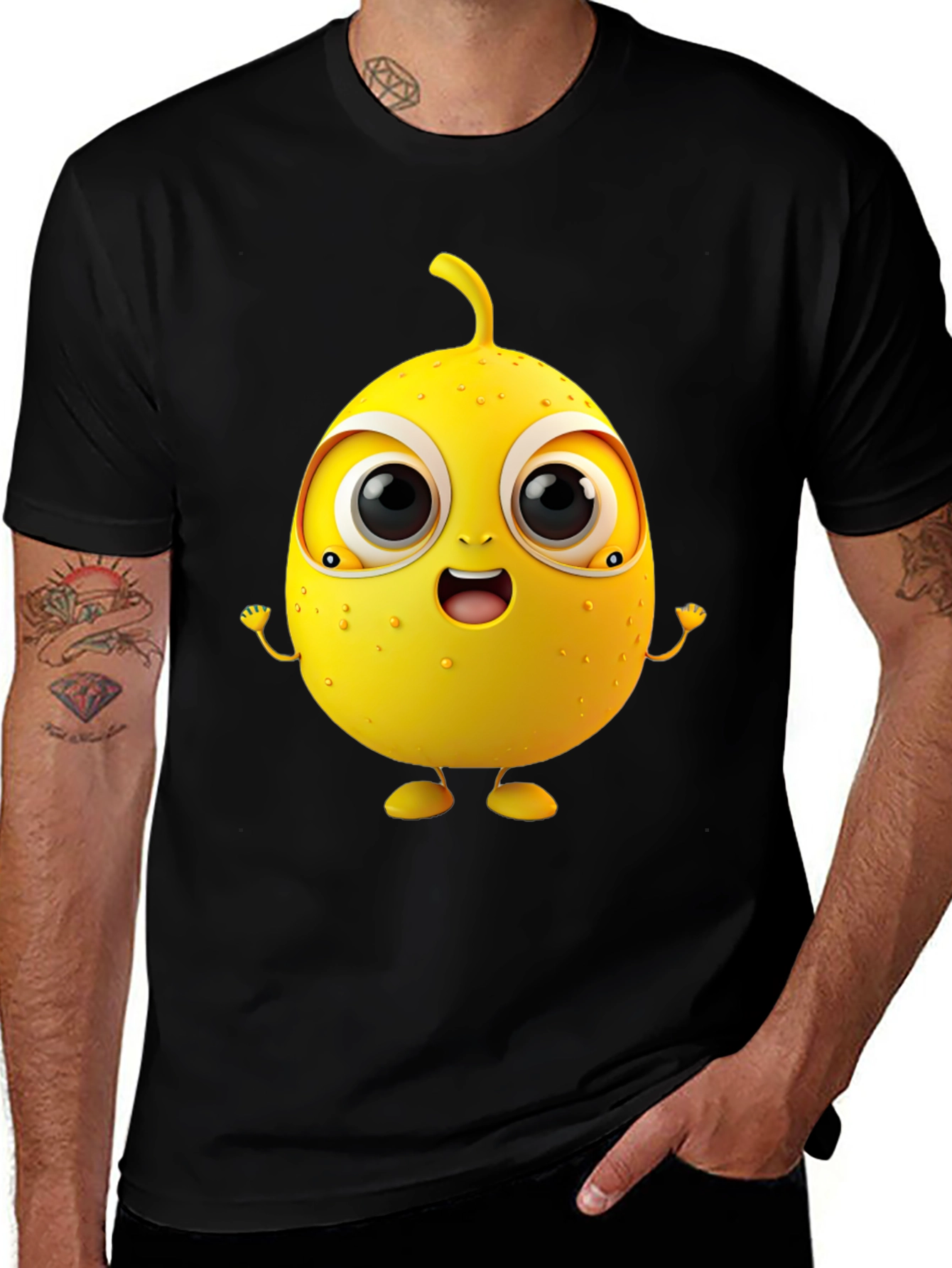 Variant 22 of Cute Lemon Character Black T-Shirt