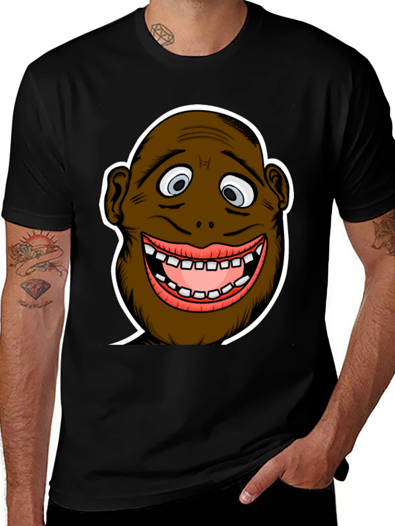 Variant 16 of Funny Cartoon Face Black T-Shirt