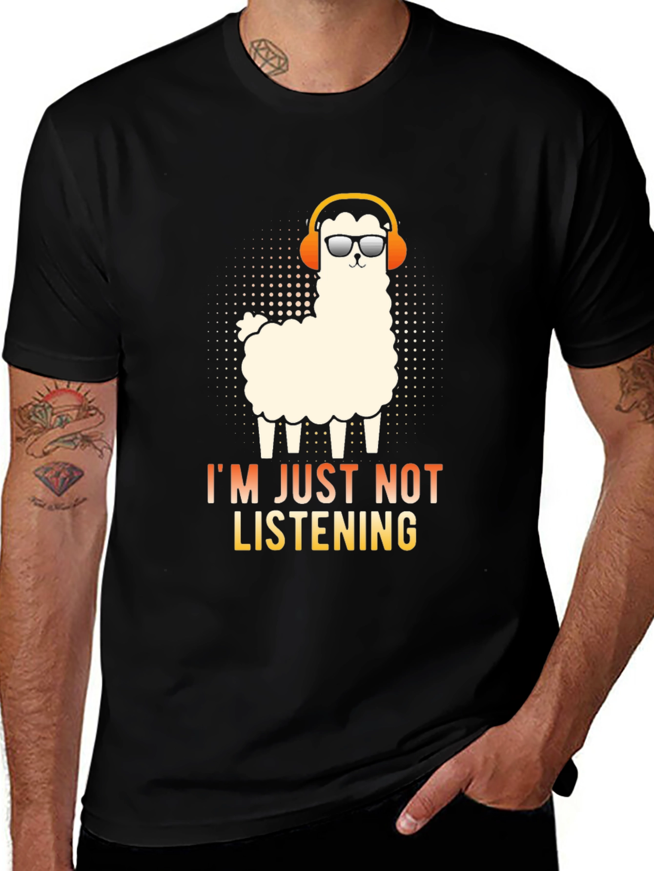 Variant 13 of Llama Headphones Graphic T-Shirt - I'm Just Not Listening