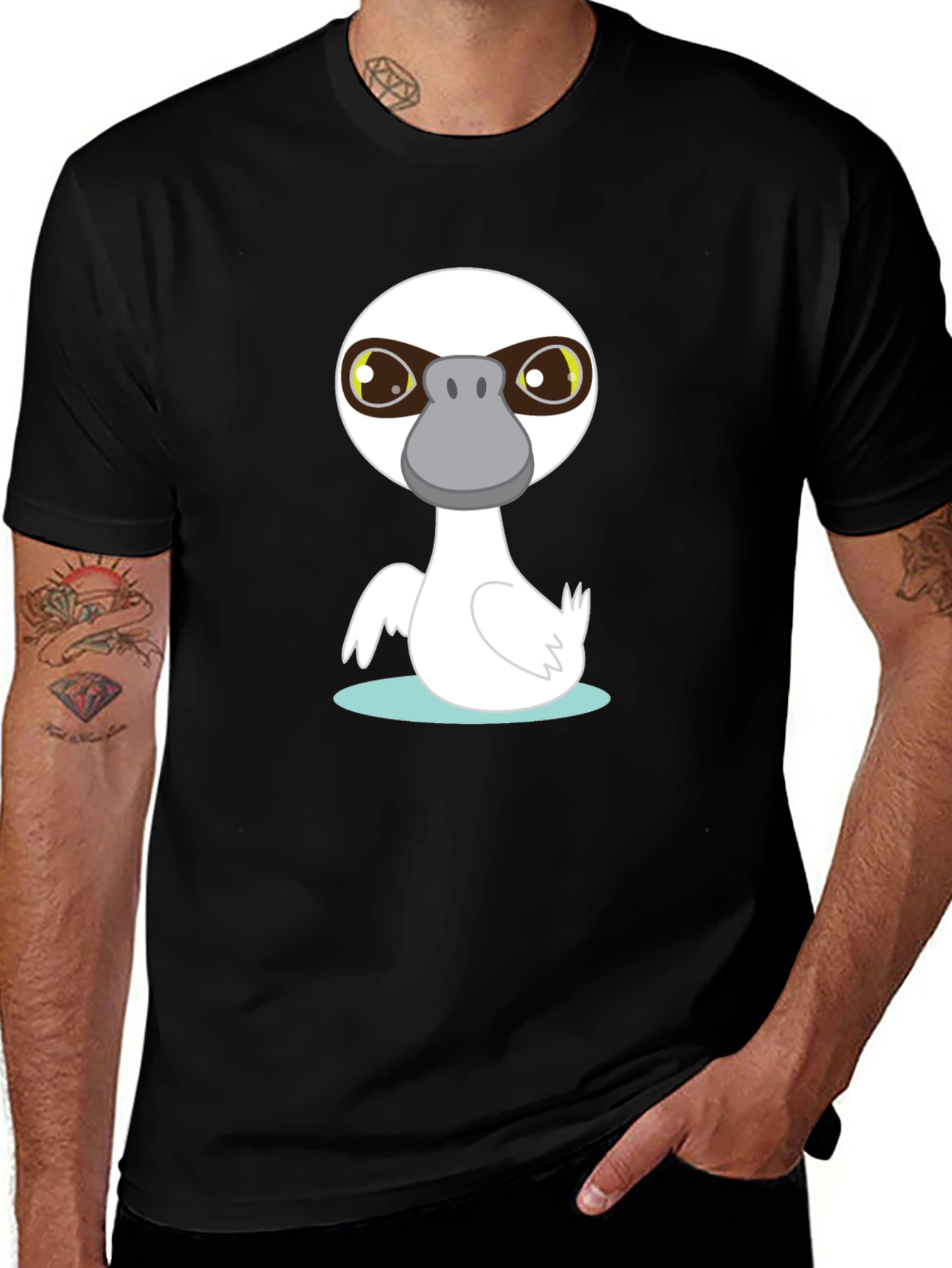 Variant 9 of Cartoon Duck T-Shirt - Casual Black Tee