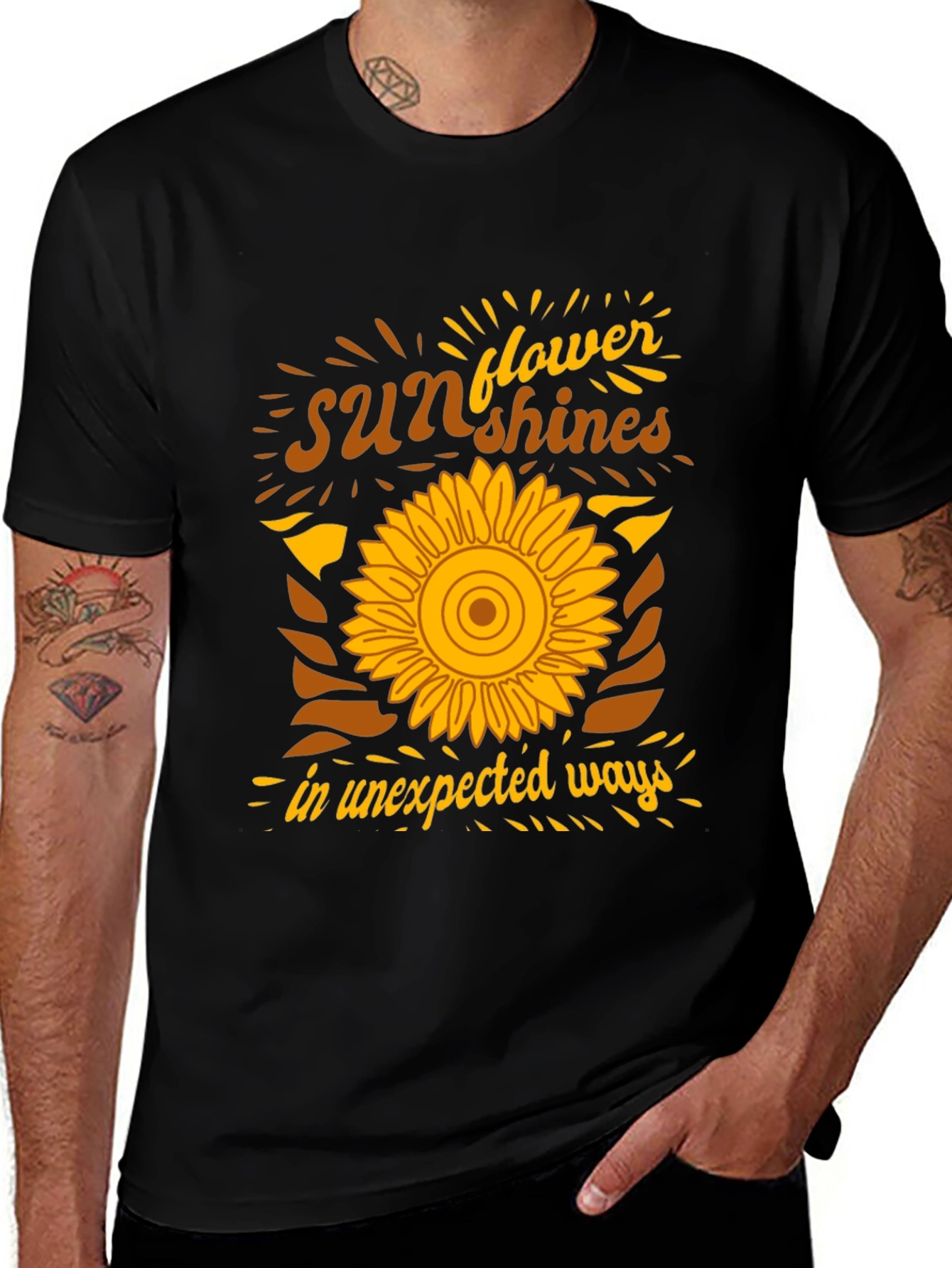Black Sunflower Sunshines Graphic T-Shirt main image
