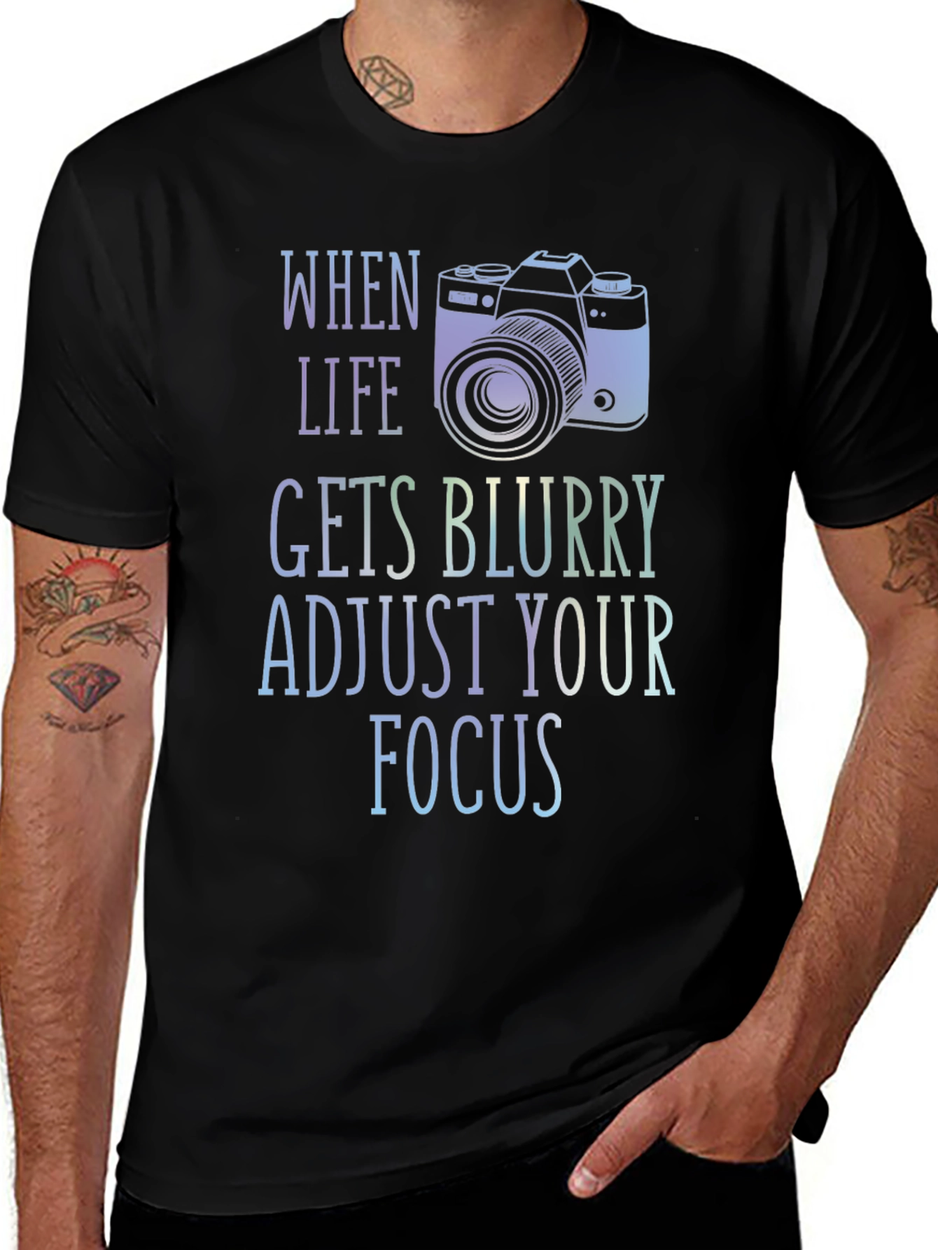 Black Adjust Your Focus Graphic T-Shirt main image