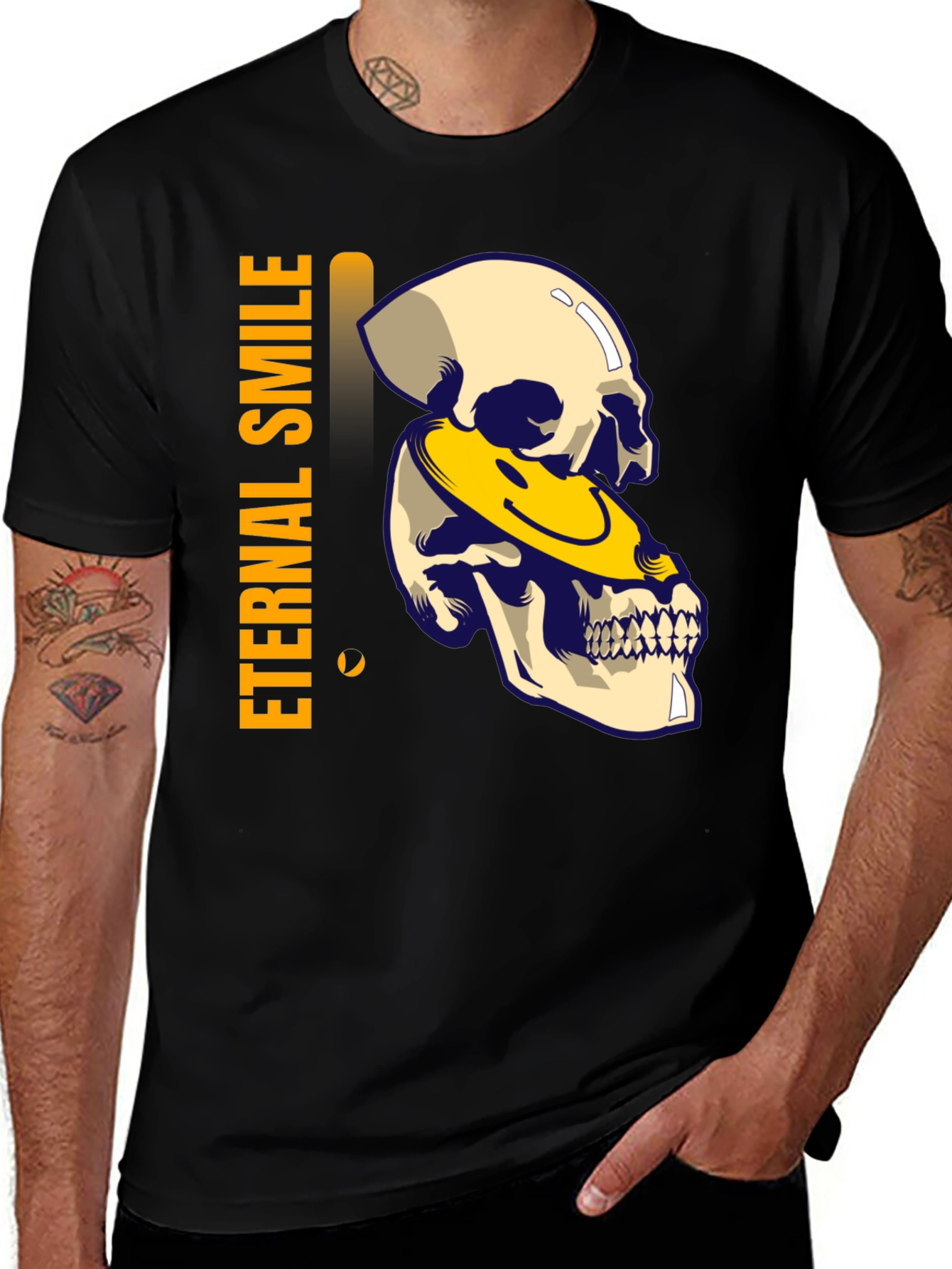 Black Eternal Smile Skull Graphic T-Shirt - Black main image