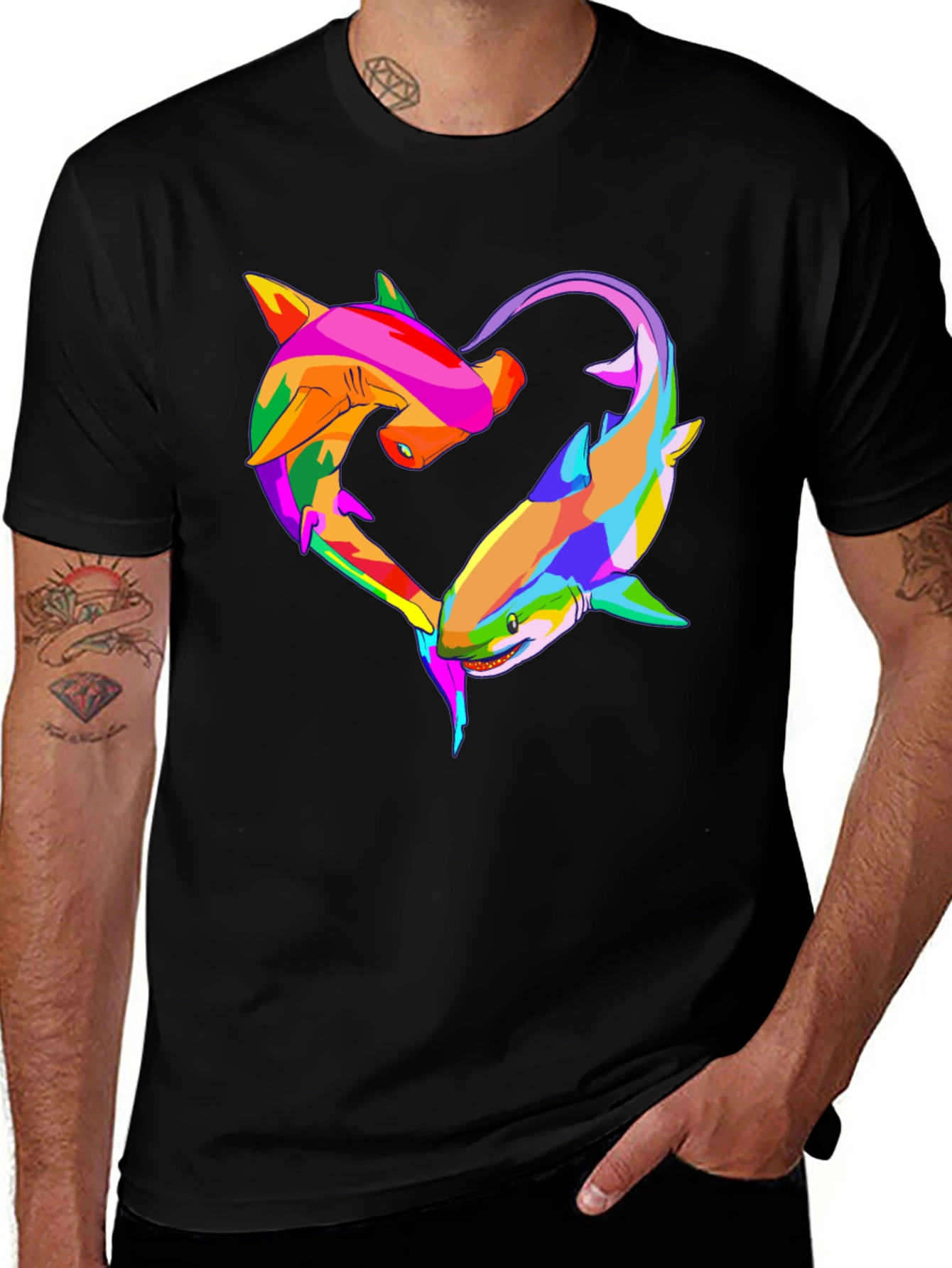 Variant 7 of Shark Love Heart Graphic T-Shirt