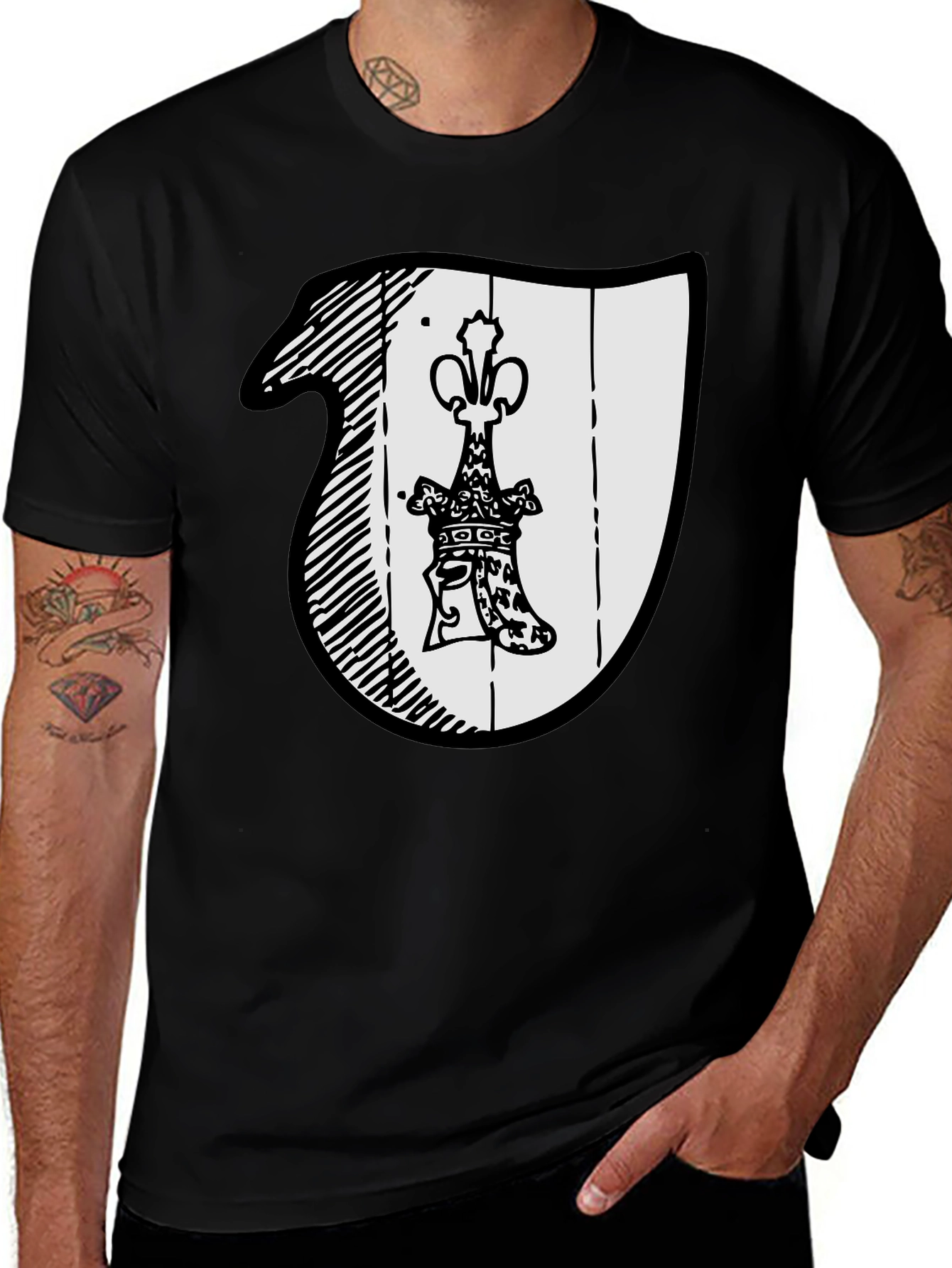 Variant 28 of Black T-Shirt with Crest Graphic