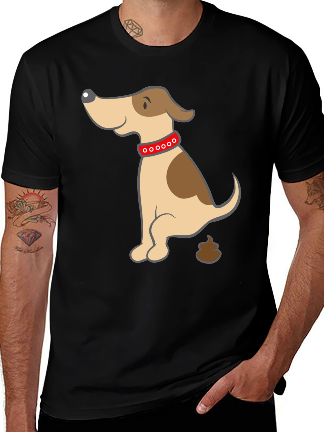 Variant 4 of Funny Dog Poop Cartoon Black T-Shirt