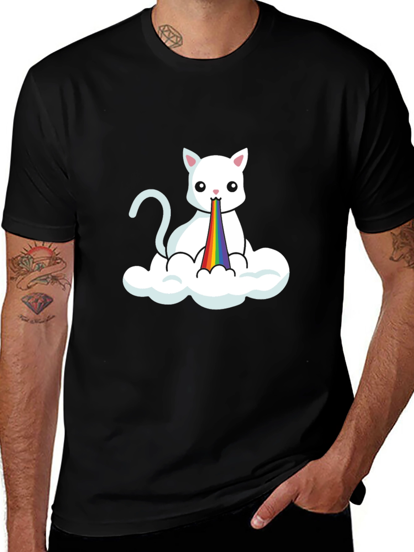 Variant 27 of Rainbow Puking Cat Graphic Tee