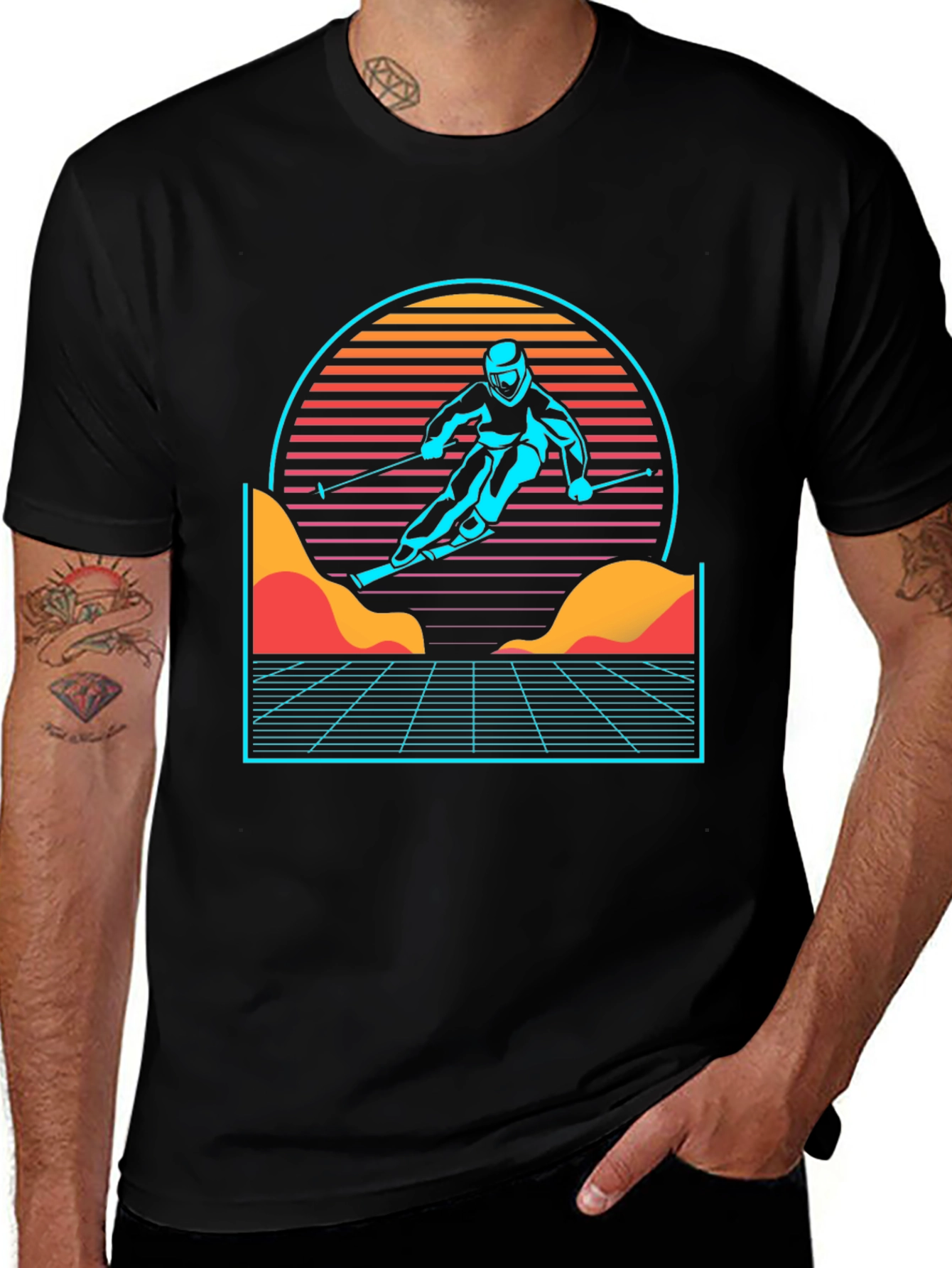 Variant 3 of Retro Skier Graphic Tee - Black