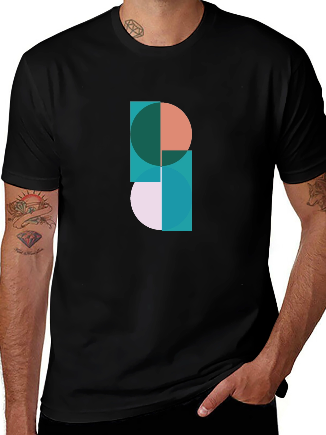 Variant 11 of Modern Geometric Graphic Print Black T-Shirt