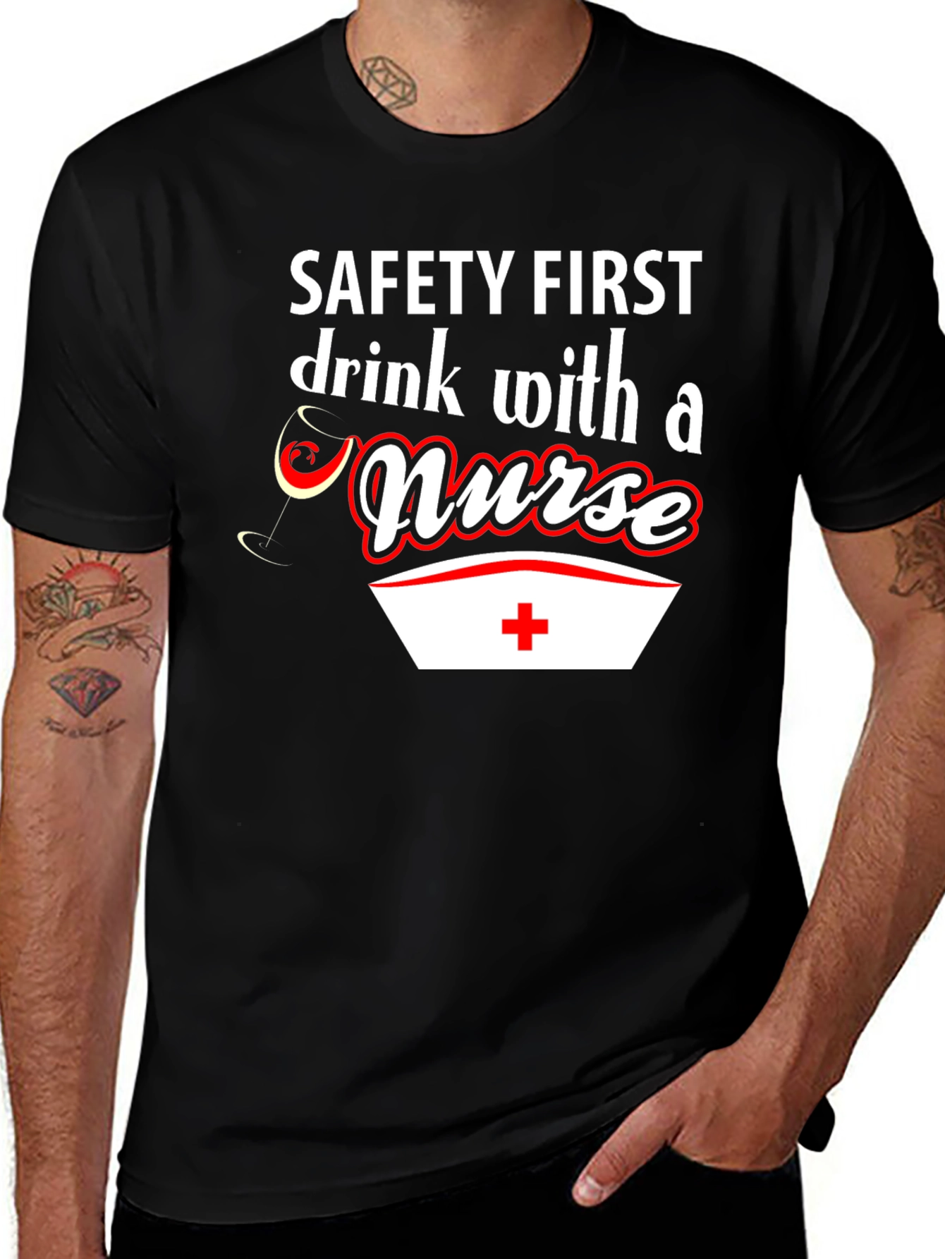 Variant 17 of Safety First Drink With a Nurse T-Shirt