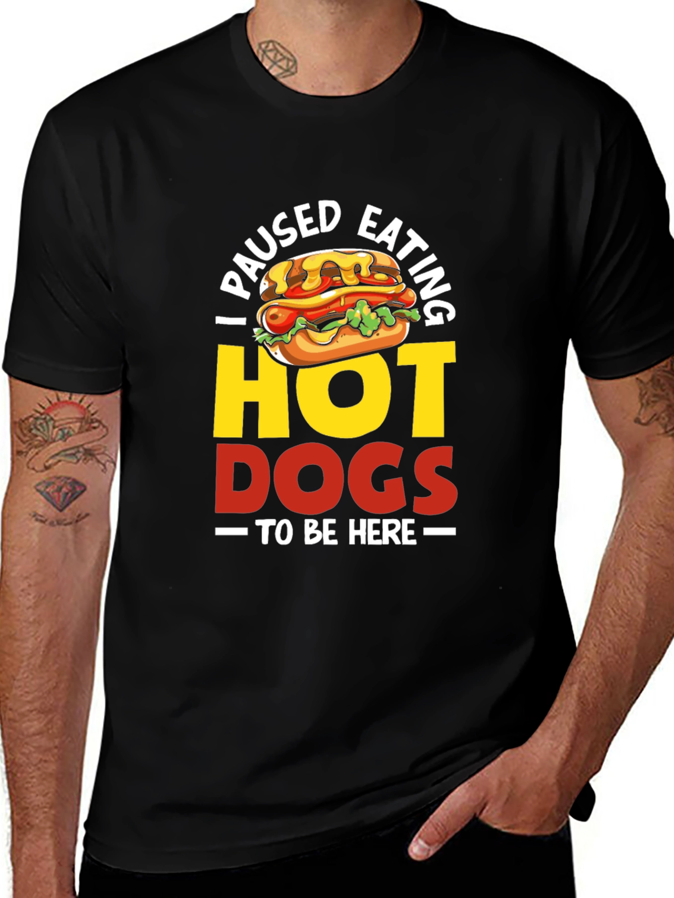 Variant 12 of Funny Hot Dog Lover Black Graphic T-Shirt