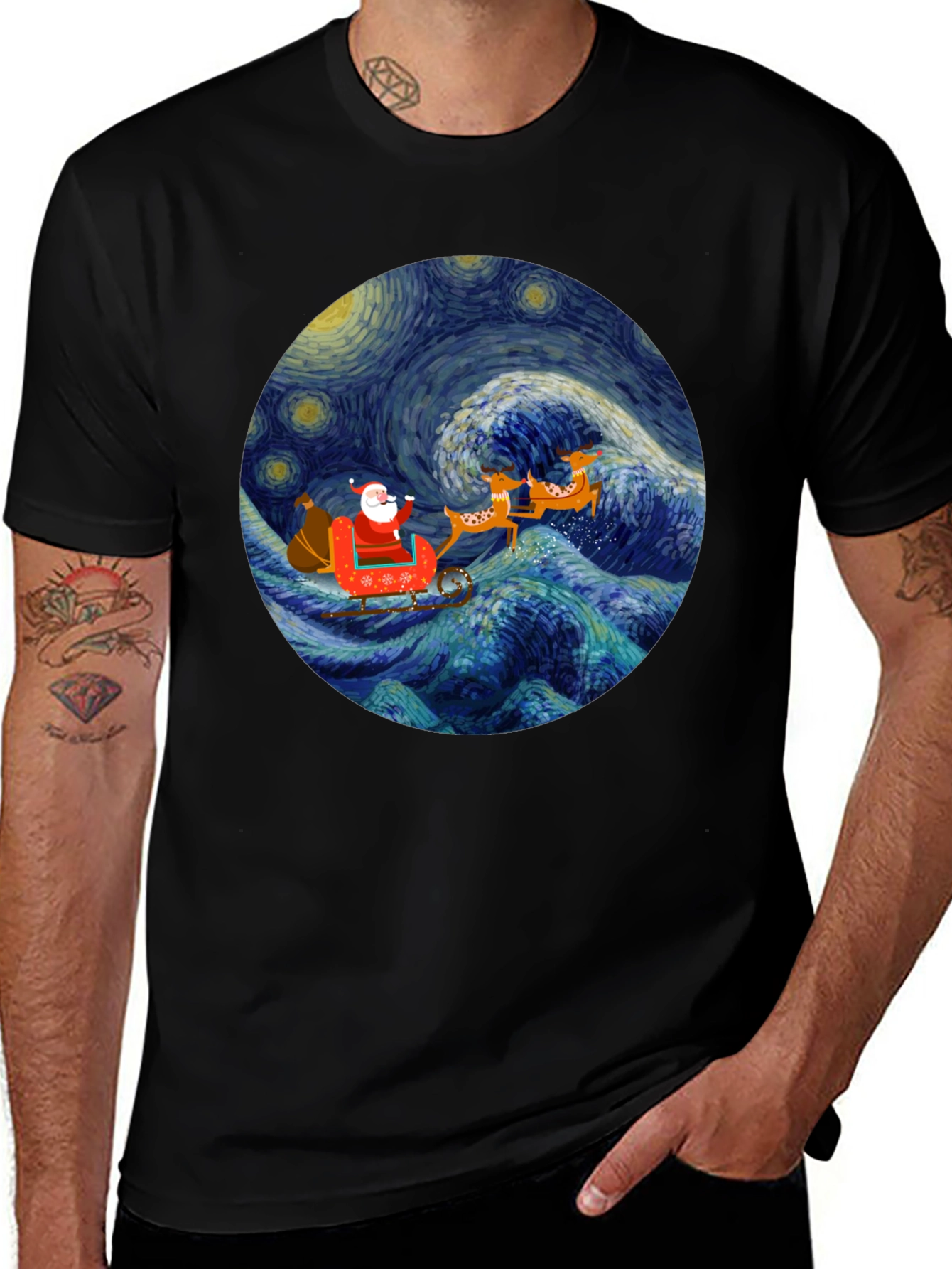 Variant 18 of Starry Night Santa T-Shirt