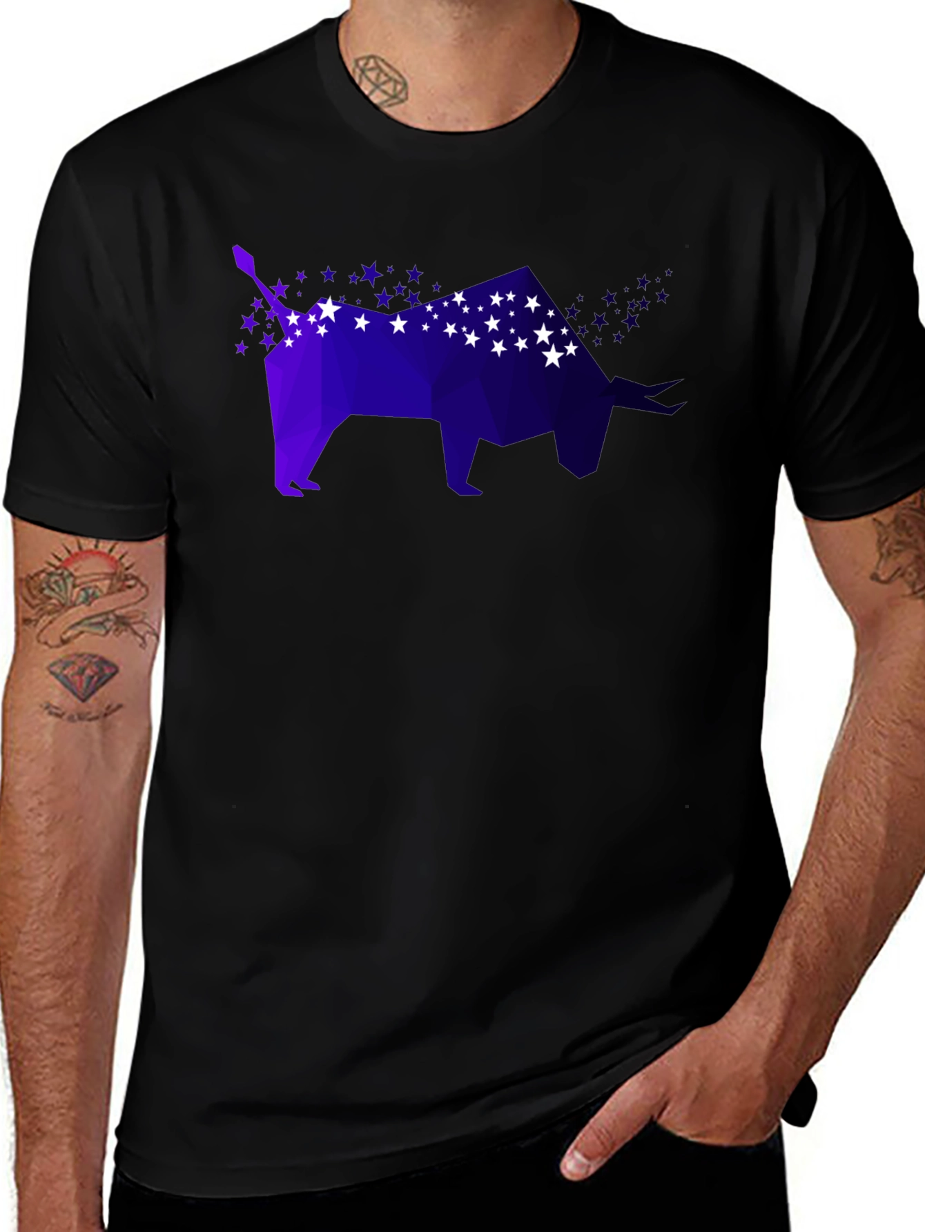 Variant 27 of Geometric Bull Starry T-Shirt