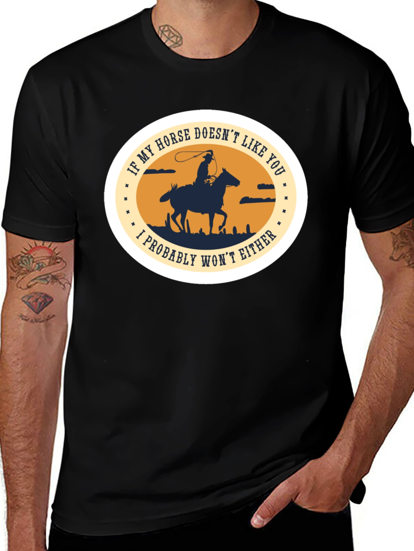 Variant 7 of Cowboy Horse Graphic T-Shirt - If My Horse Doesn't Like You Tee