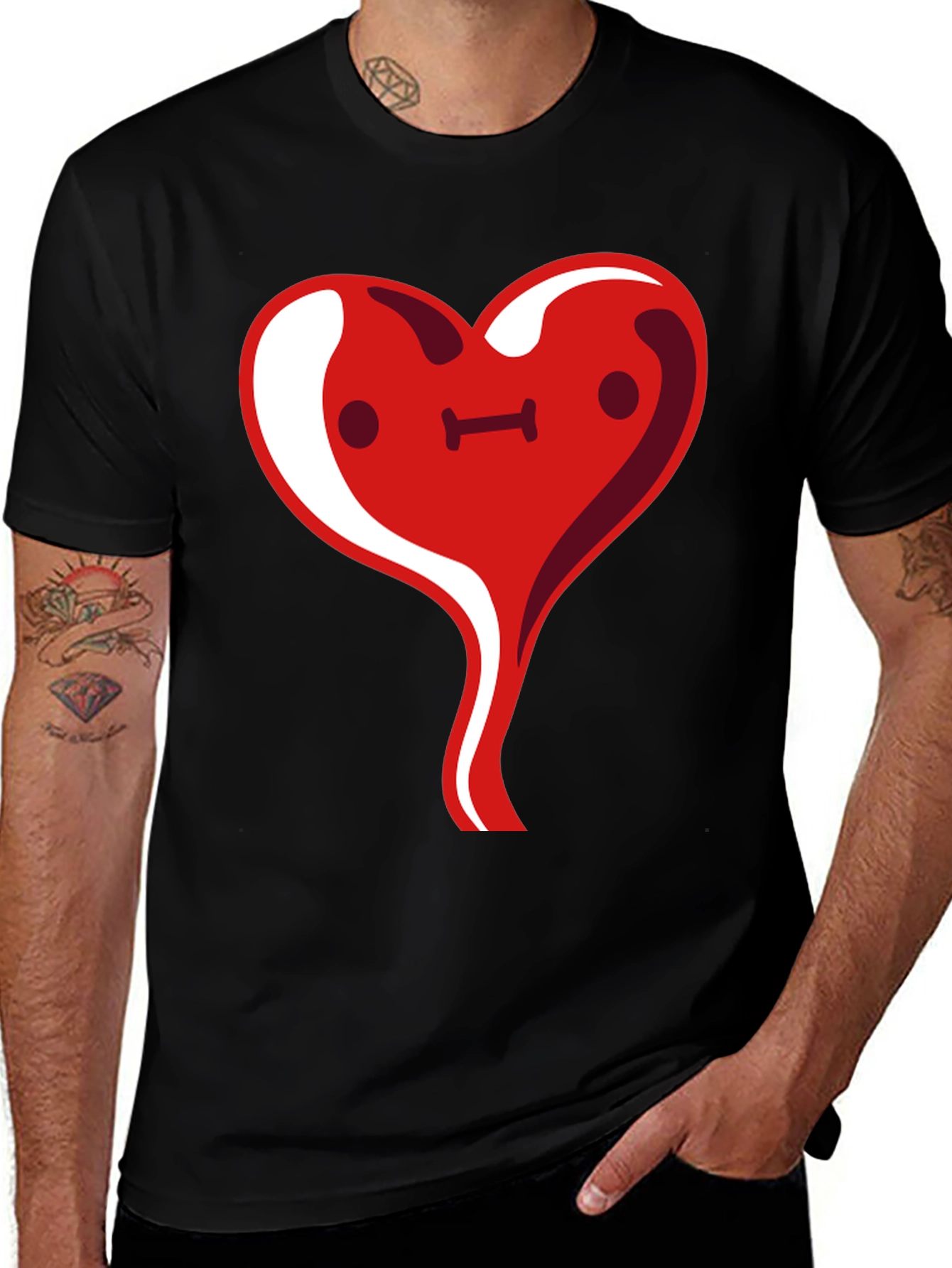 Variant 22 of Heart Character Graphic Black T-Shirt