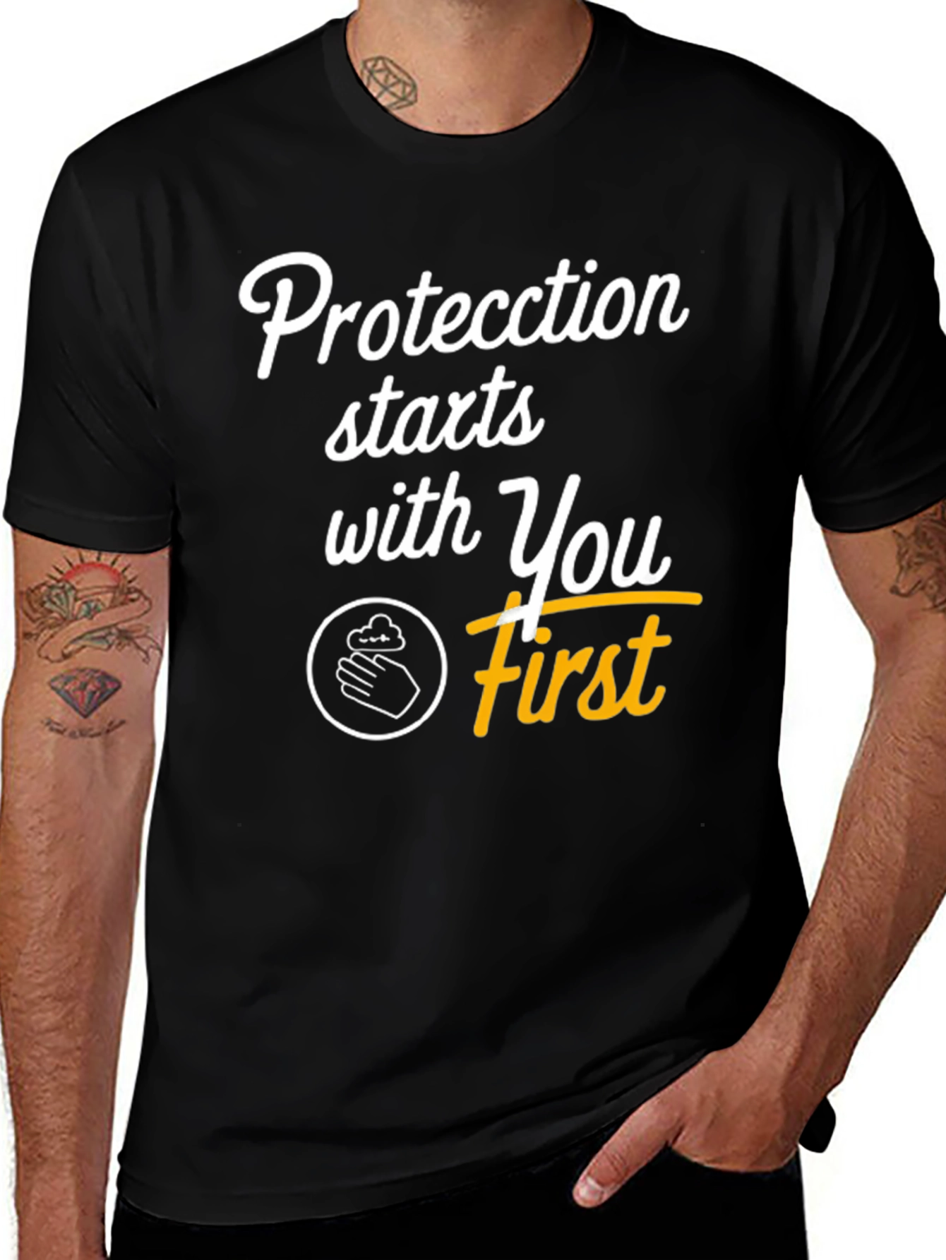 Variant 16 of Protection Starts With You First Black T-Shirt