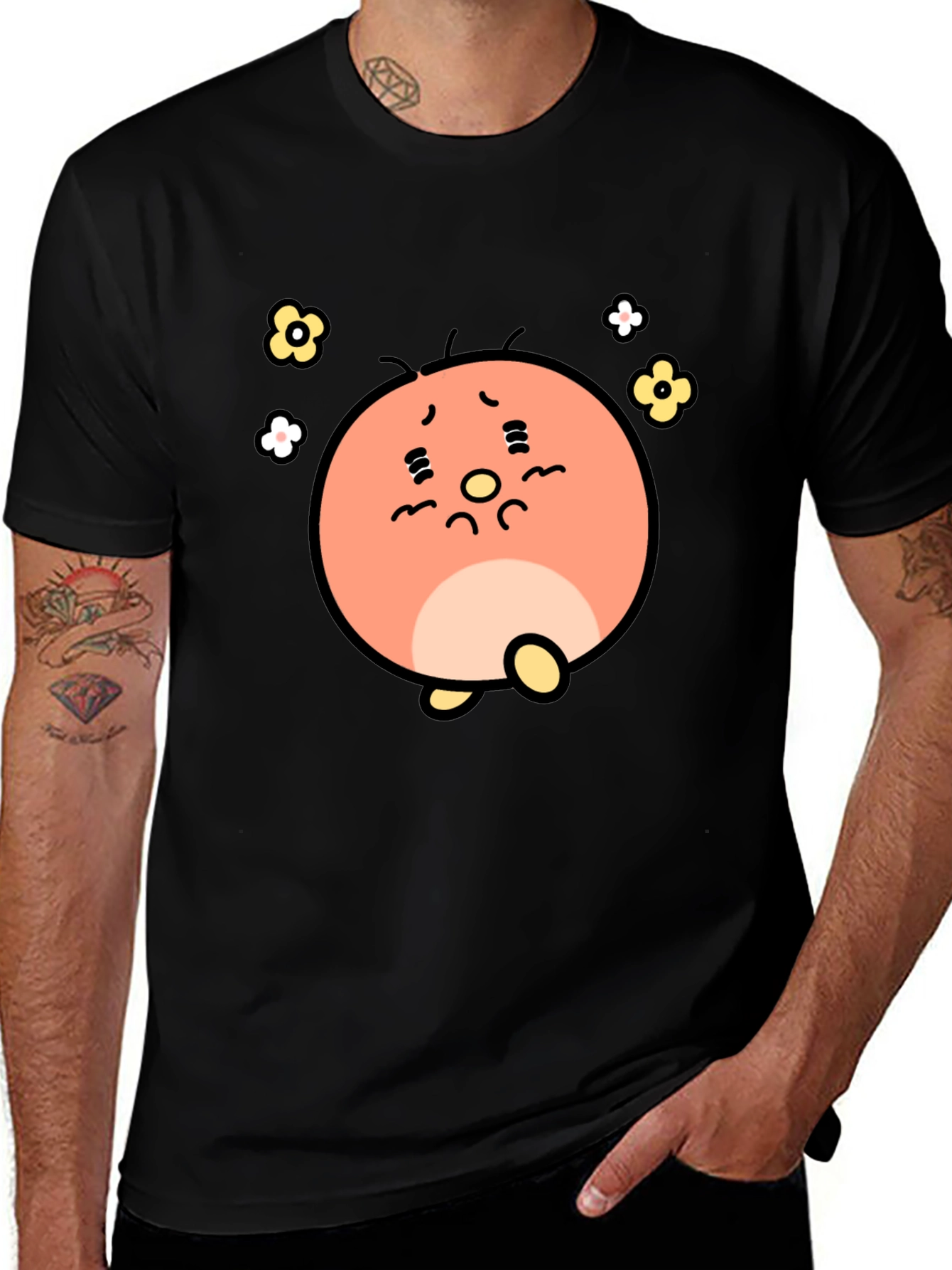 Variant 11 of Cute Cartoon Character Black T-Shirt