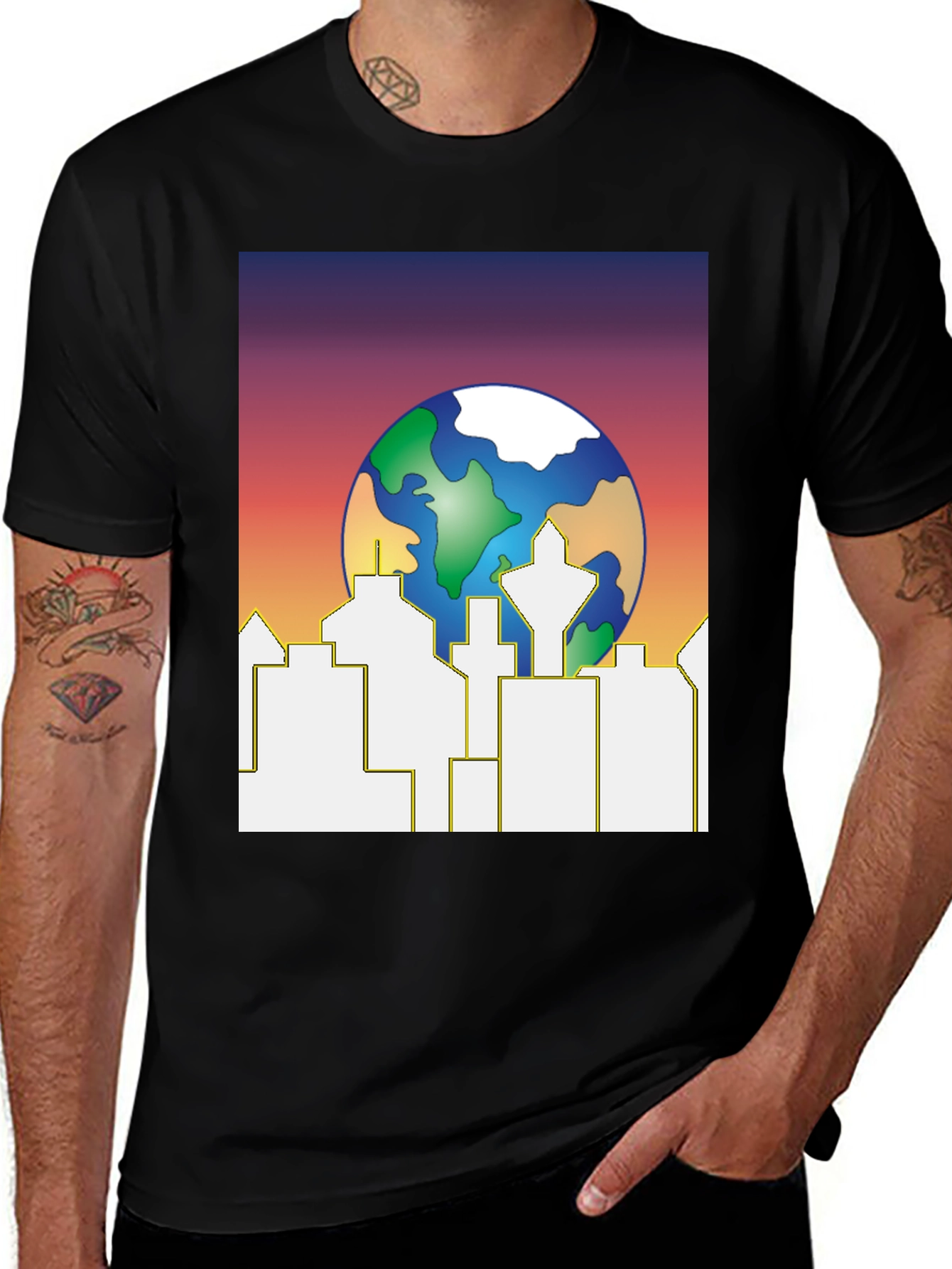 Variant 29 of Retro Earth Skyline Graphic Tee