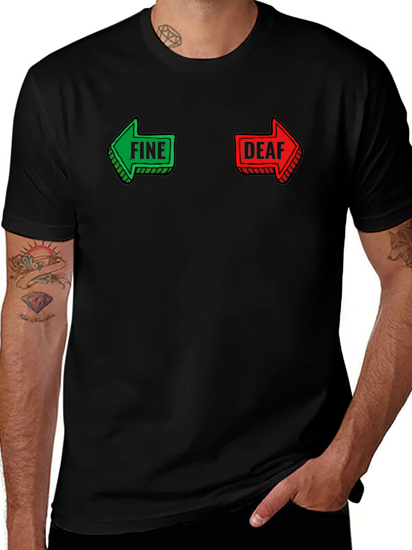 Variant 24 of Funny Fine Deaf Graphic Men's Black T-shirt