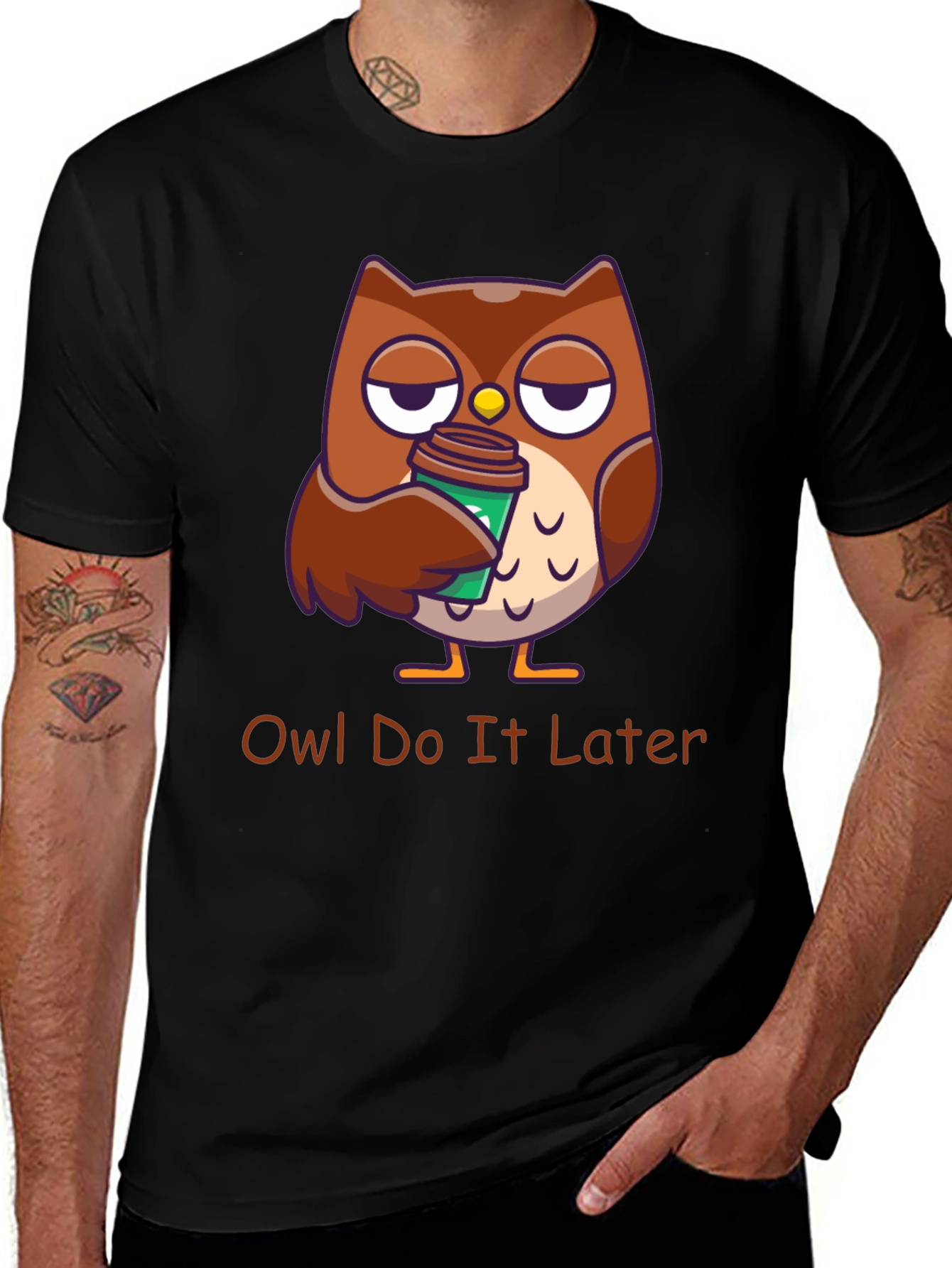 Variant 30 of Owl Do It Later T-Shirt: Funny Coffee Lover Tee