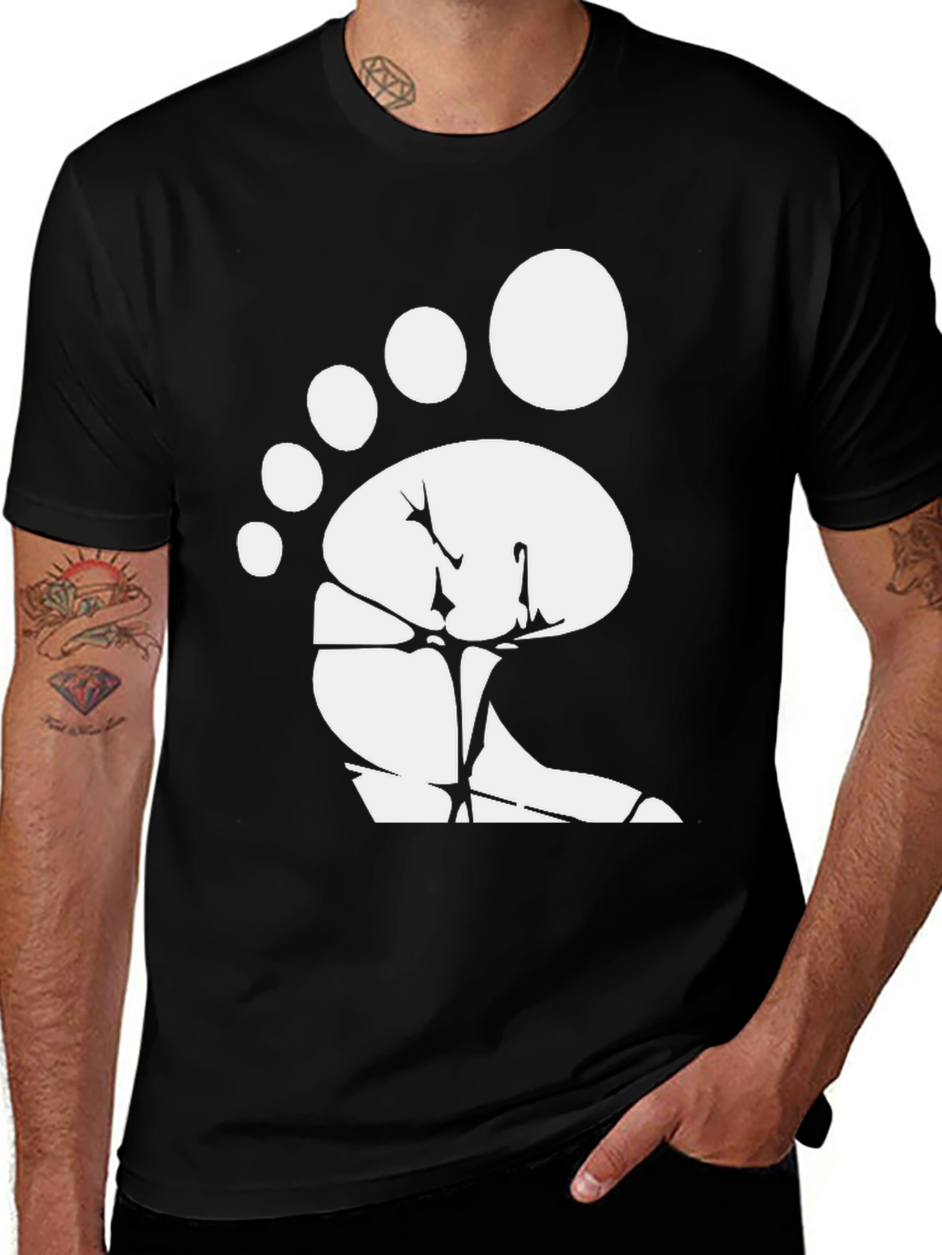Bigfoot Footprint Black T-Shirt