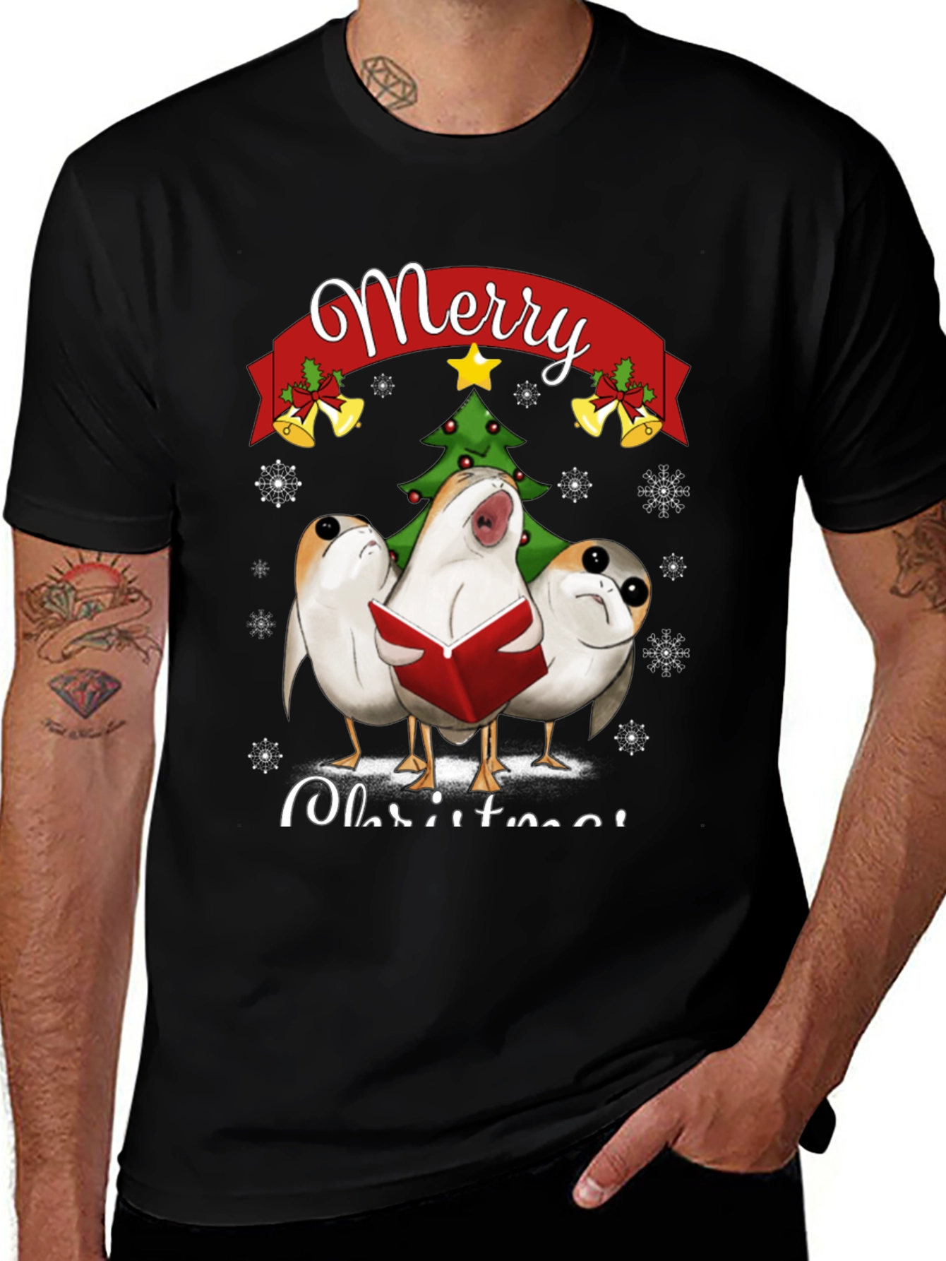 Star Wars Porgs Merry Christmas Graphic T-Shirt