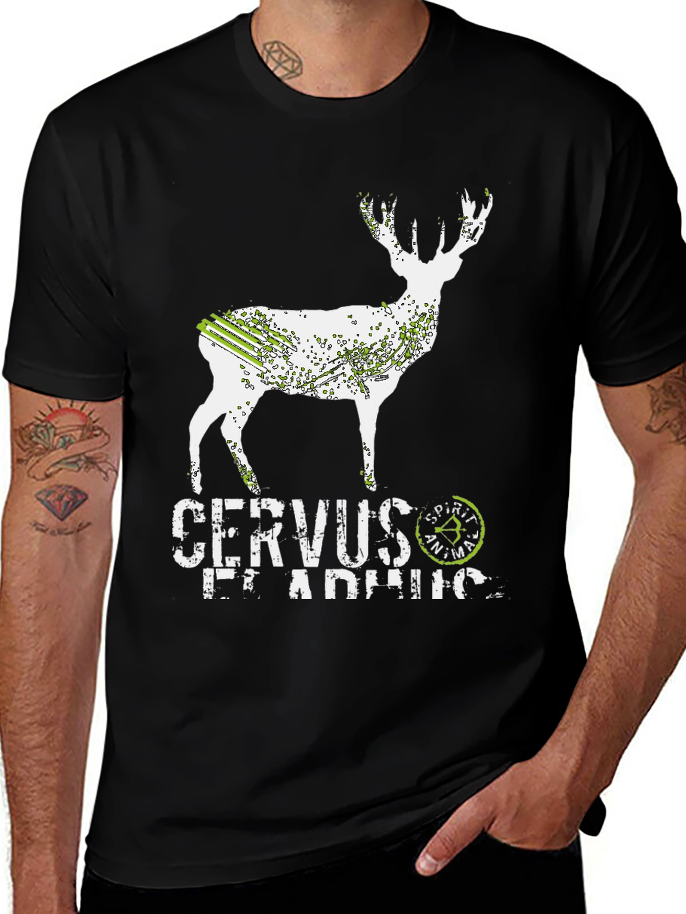 Variant 23 of Cervus Elaphus Spirit Animal Black T-Shirt