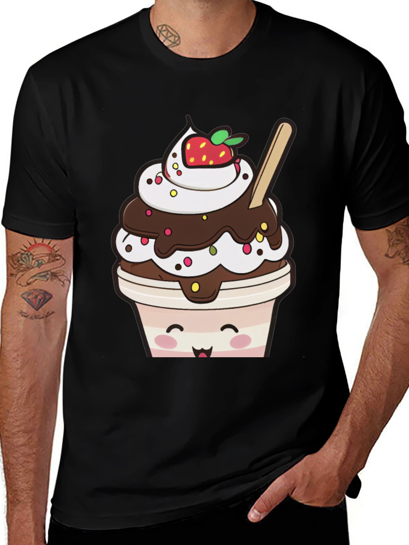 Variant 29 of Cute Dessert Graphic T-Shirt - Black