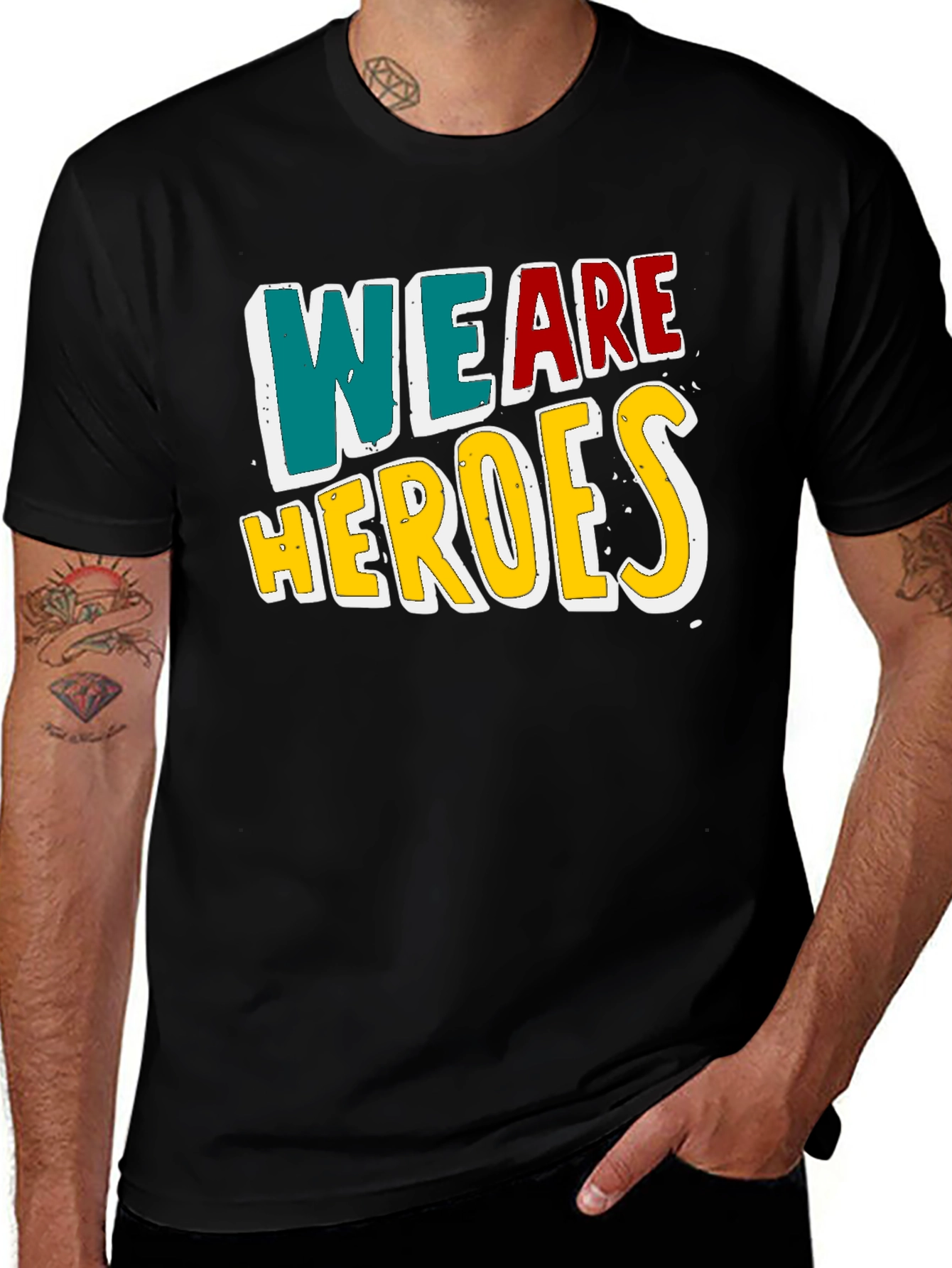 Variant 25 of We Are Heroes Graphic Print Black T-Shirt