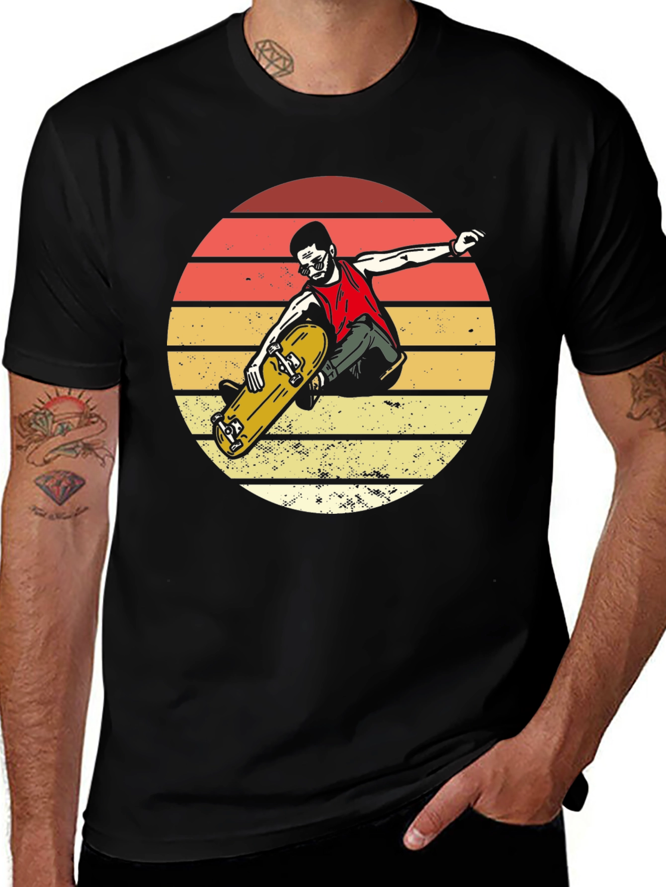 Variant 17 of Skater Sunset Graphic Tee - Retro Style