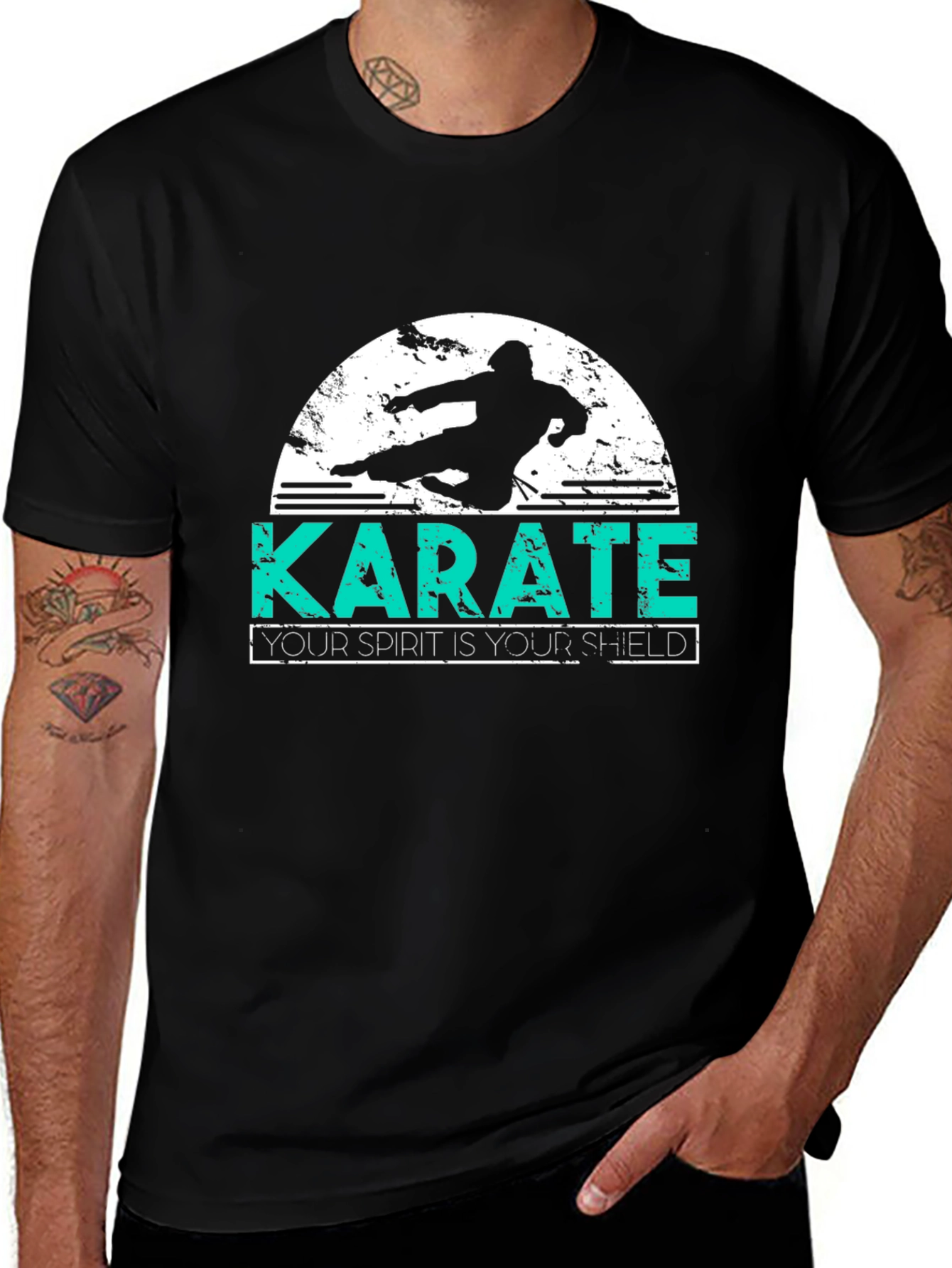 Variant 10 of Karate T-Shirt - Martial Arts Tee - "Your Spirit Is Your Shield"