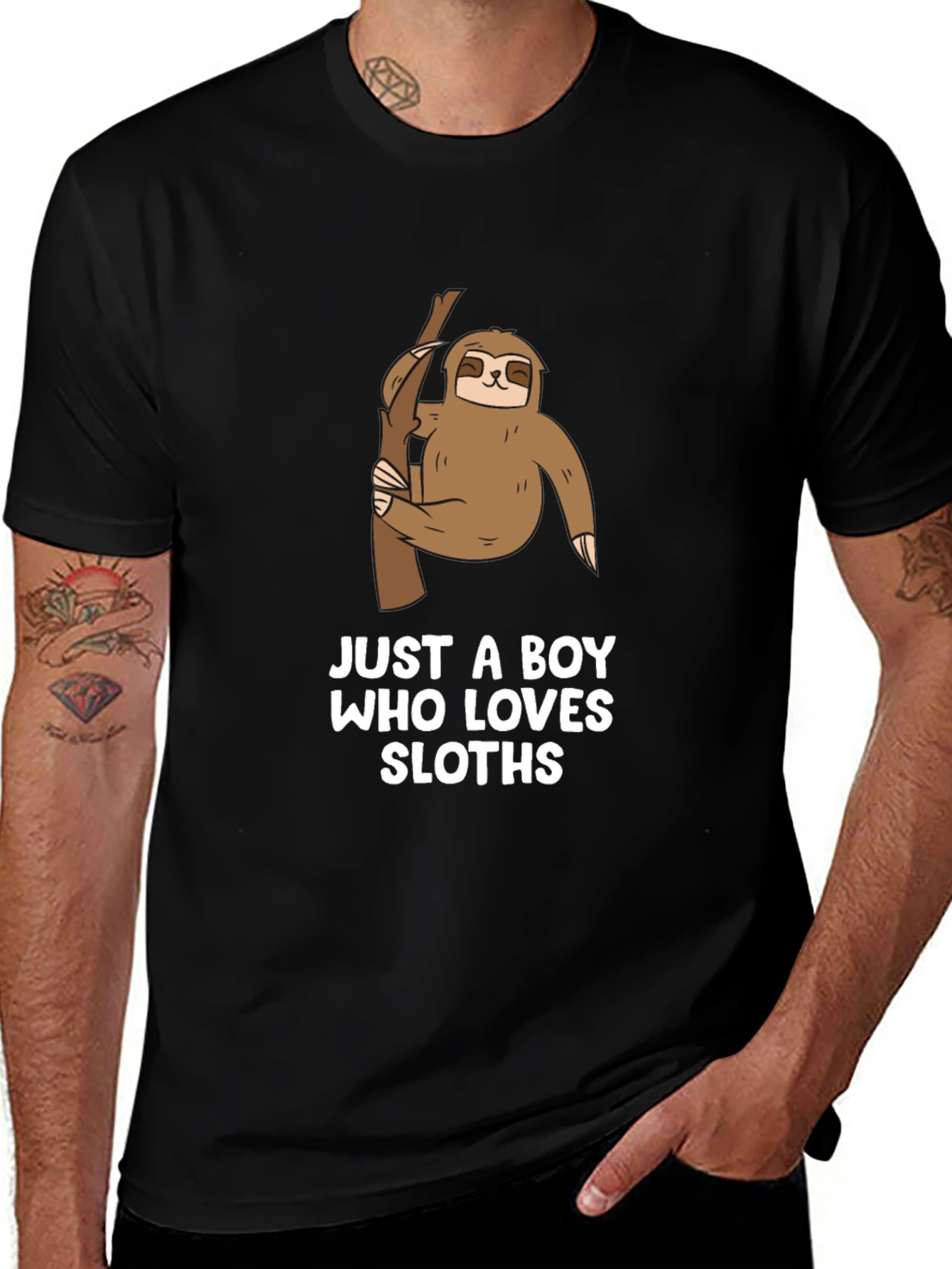 Variant 13 of Boy's Sloth Lover Graphic Tee - Black