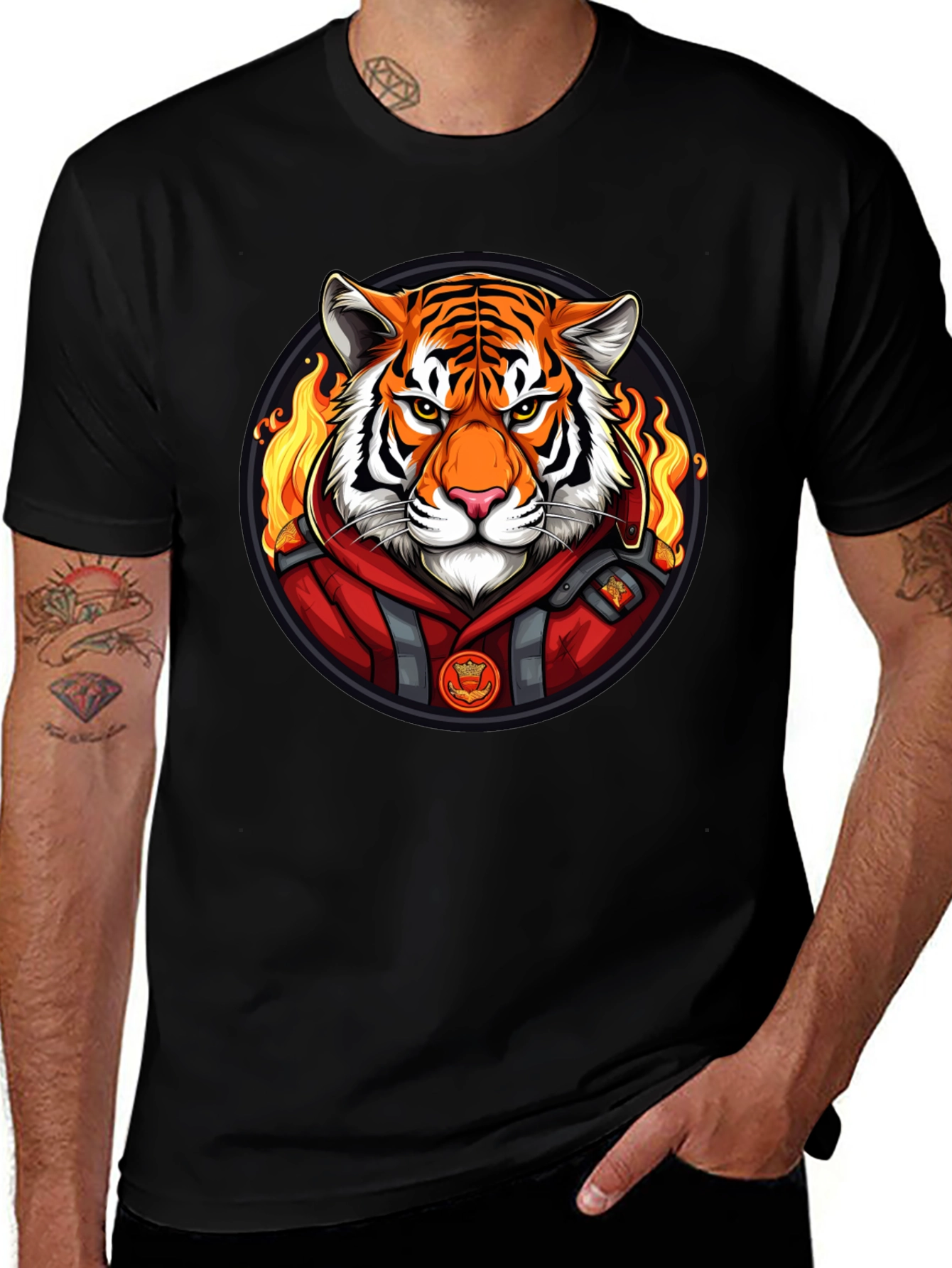 Variant 7 of Fiery Tiger Graphic Tee - Cool Animal Print