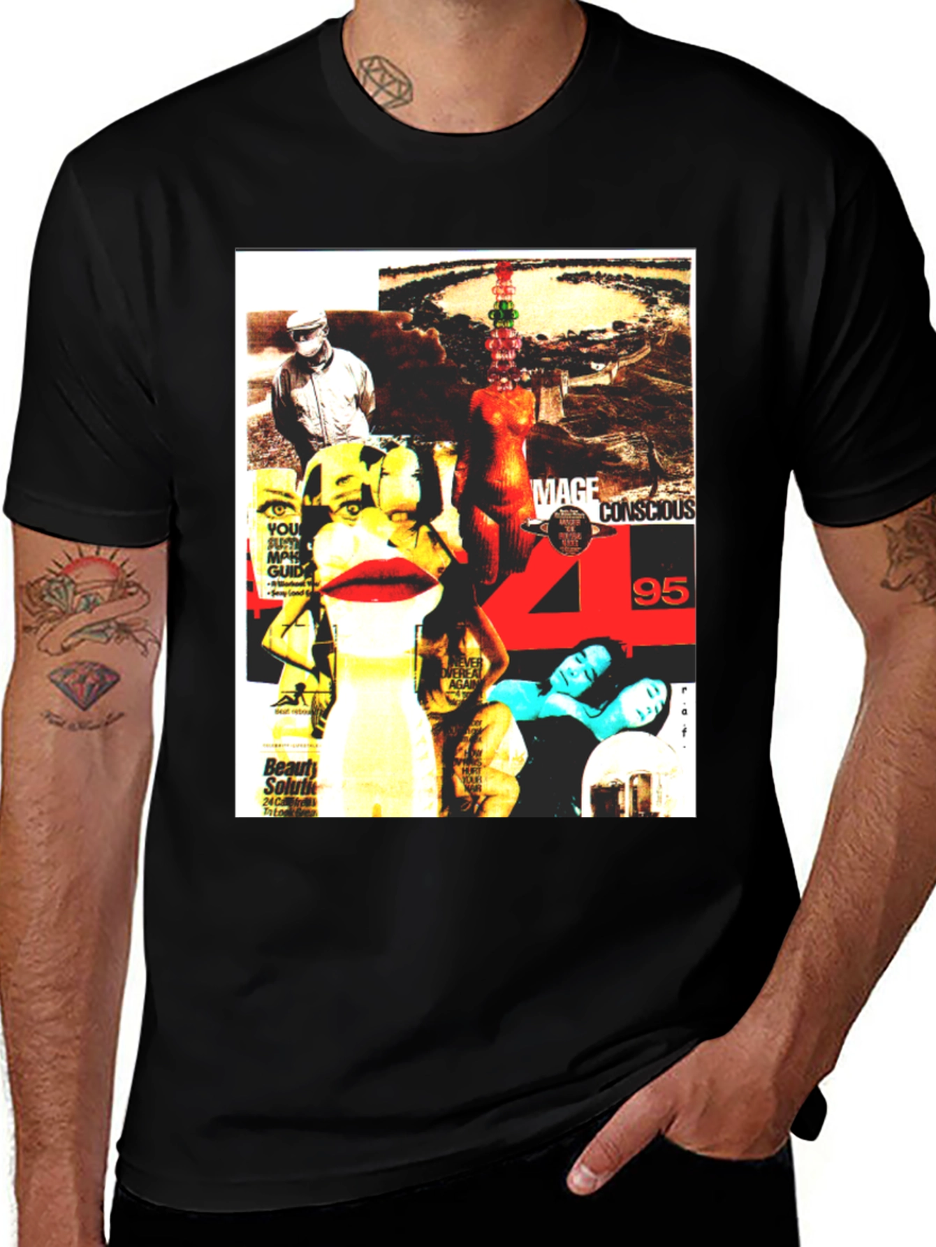 Variant 18 of Graphic Print T-Shirt - Edgy Collage Design