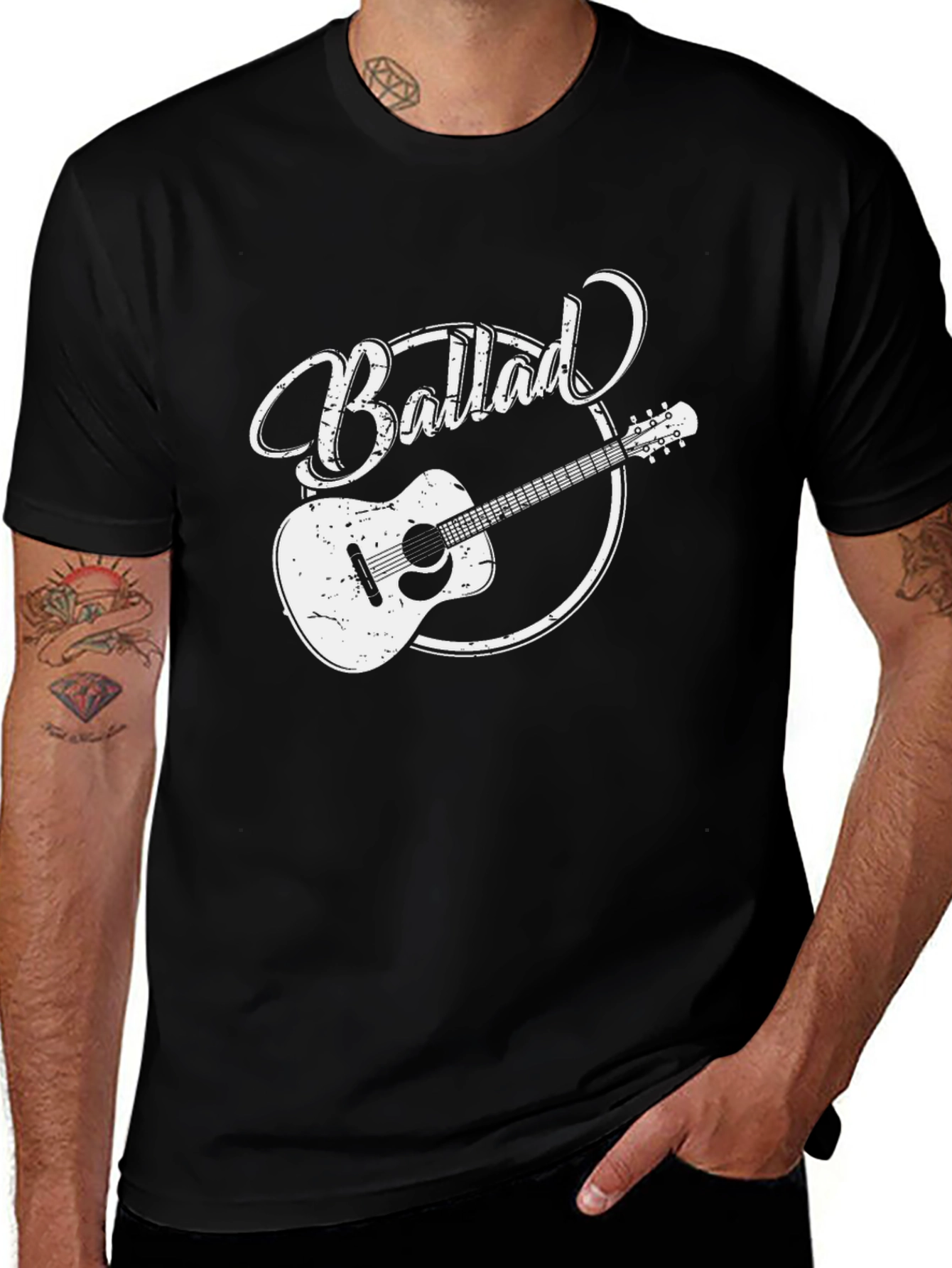 Variant 17 of Ballad Guitar Graphic Tee - Classic Style